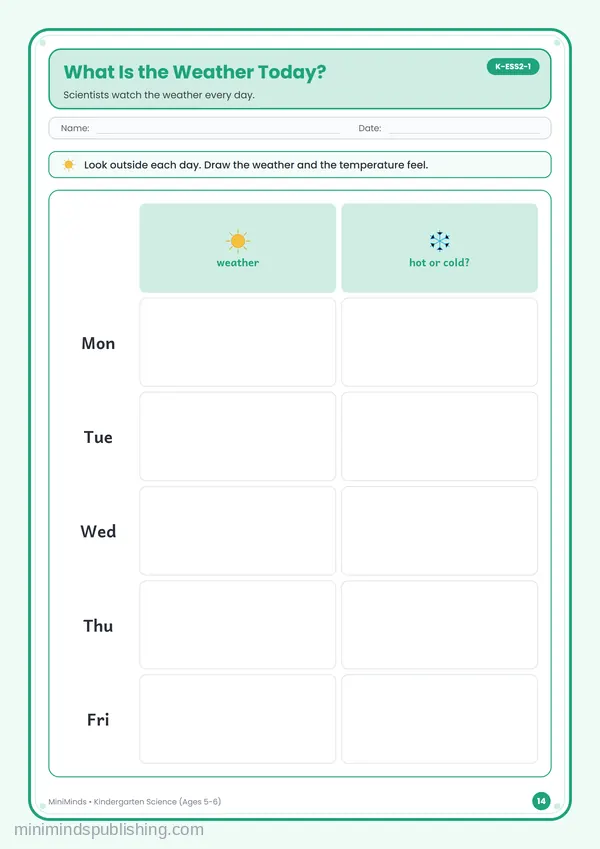 What Is the Weather Today? — free printable Kindergarten worksheet