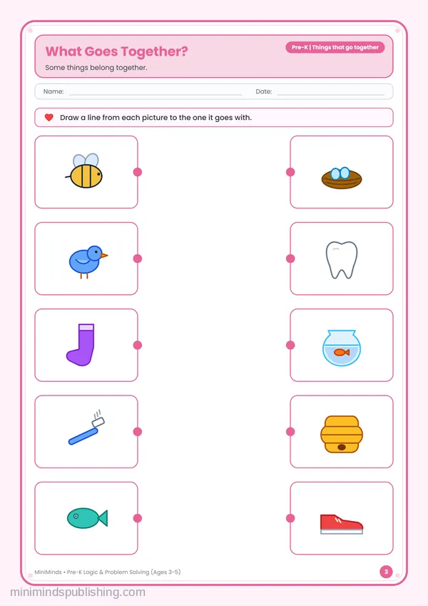 What Goes Together? — free printable Pre-K worksheet