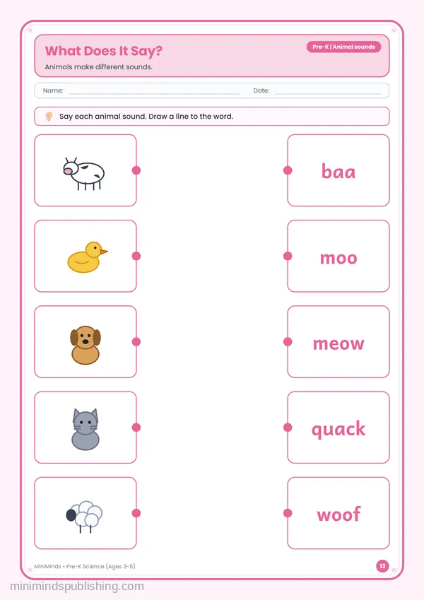 What Does It Say? — free printable Pre-K worksheet