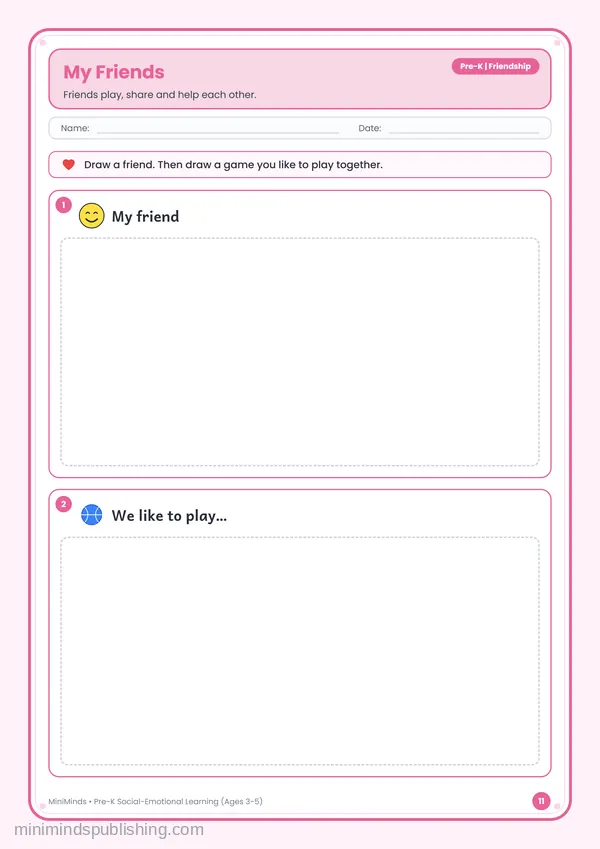 My Friends — free printable Pre-K worksheet