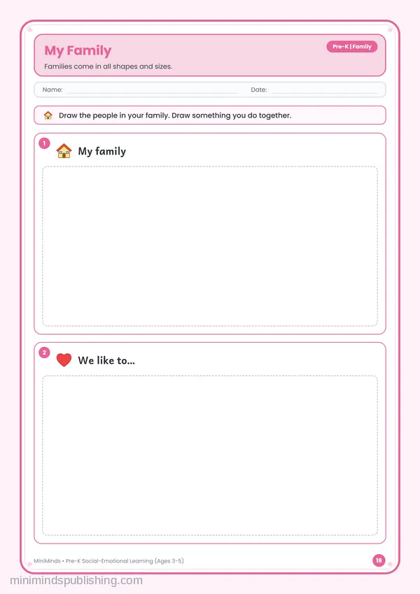 My Family — free printable Pre-K worksheet