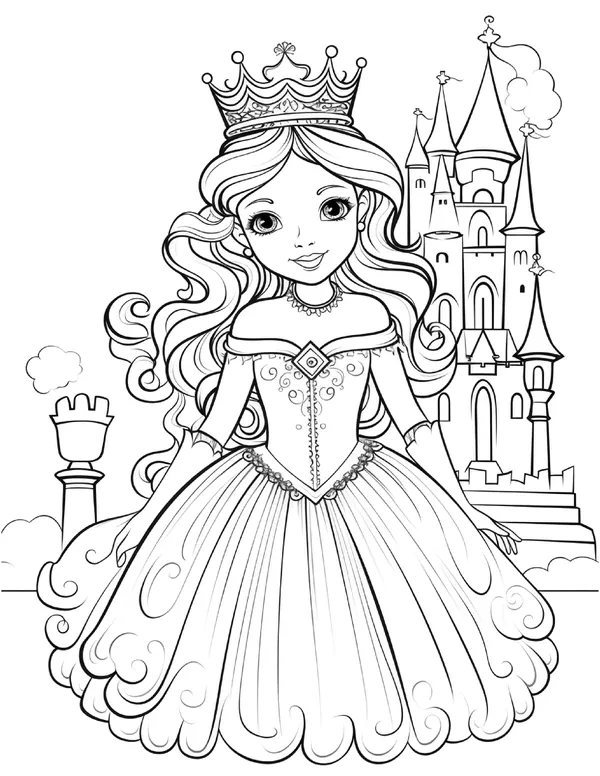 Cute Princess 20 — free printable princesses coloring page