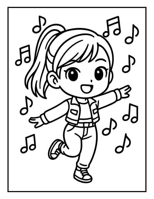 K-Pop Chibi 25 — free printable k-pop chibi coloring page