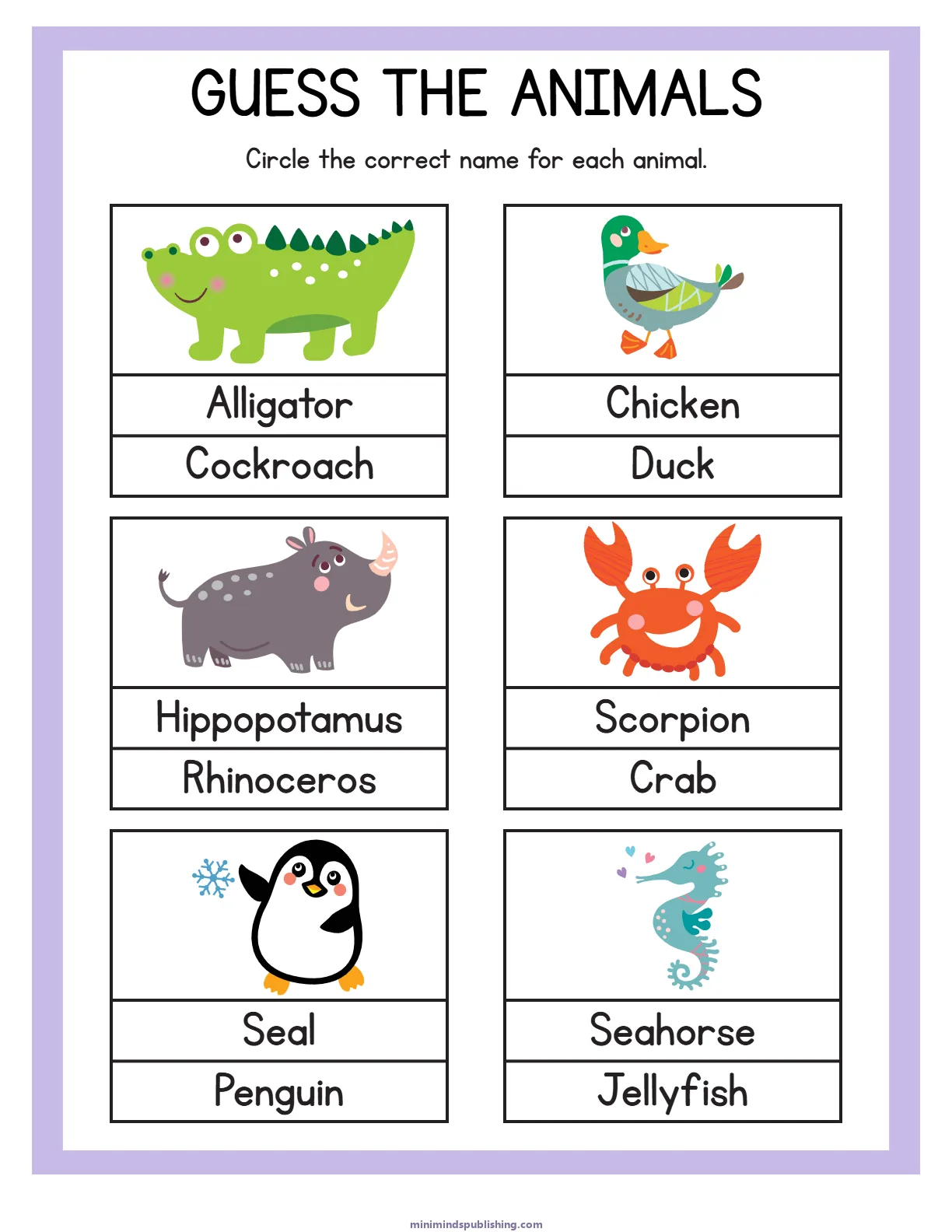 Animal Activities 4 — free printable animal activities activity sheet for ages 3-6