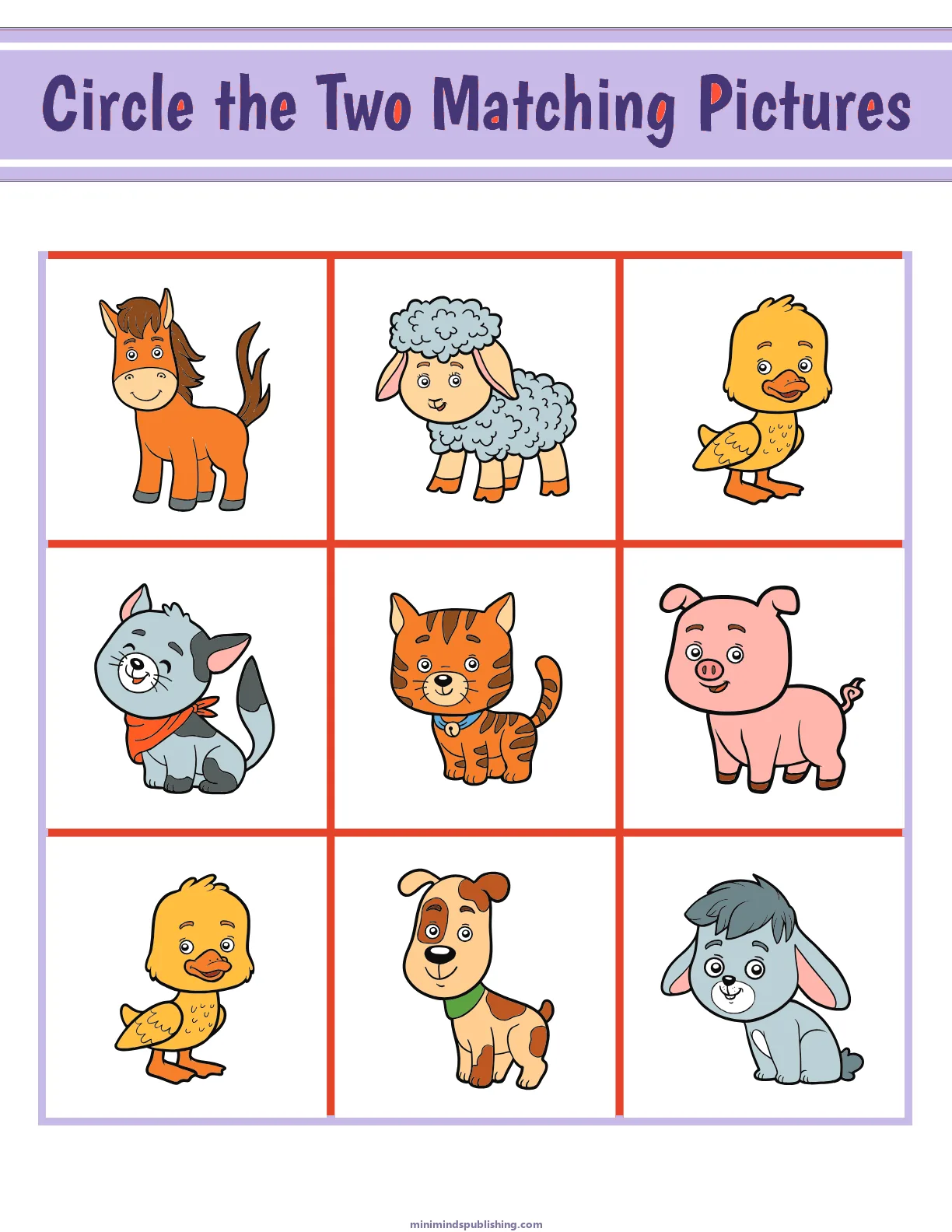 Circle the Matching Pictures 2 โ free printable circle the matching pictures activity sheet for ages 3-7