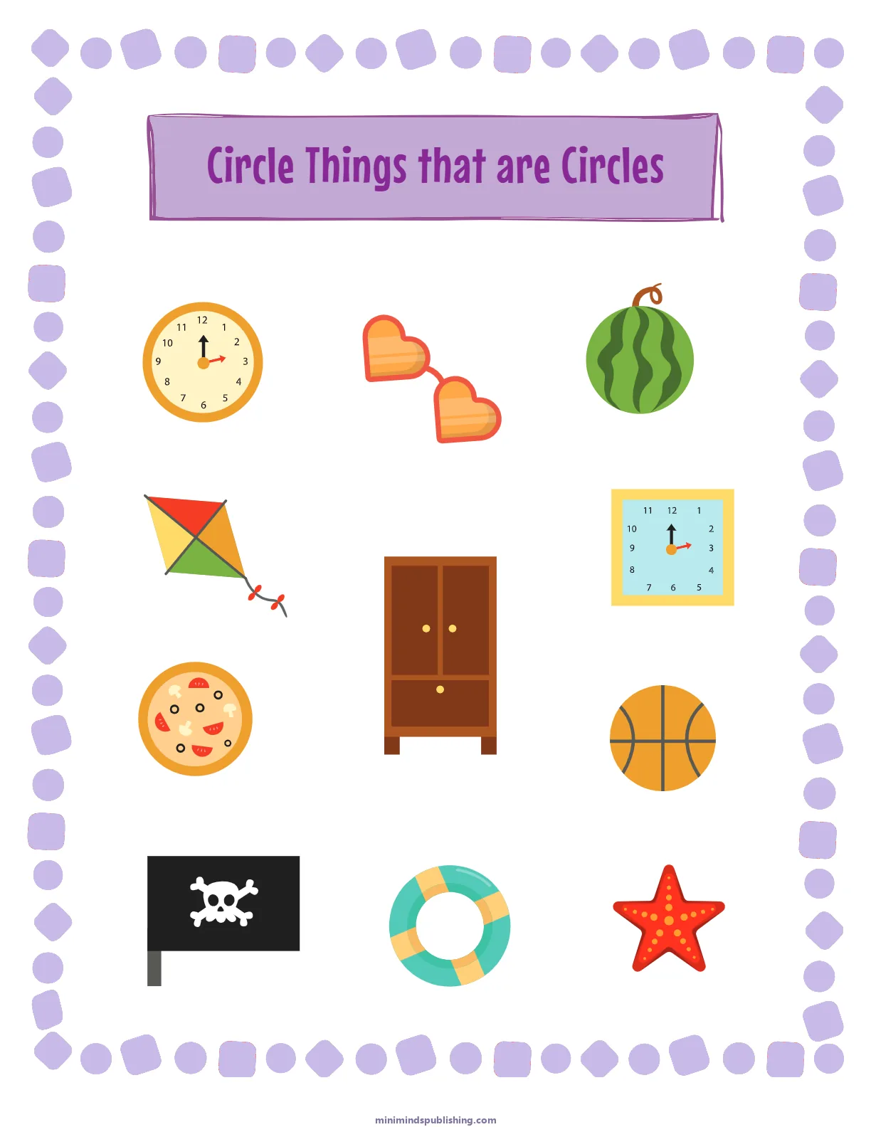 Circle the Shape 2 — free printable circle the shape activity sheet for ages 3-6