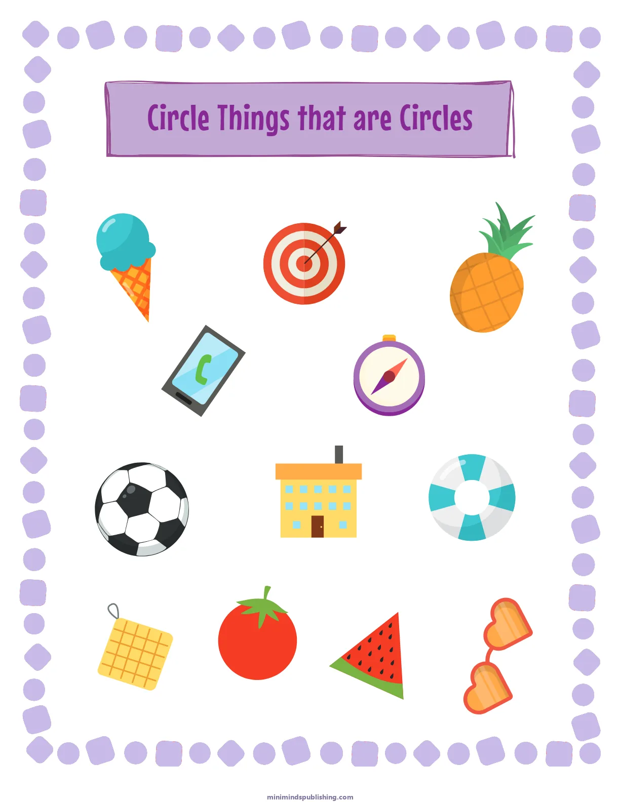 Circle the Shape 4 — free printable circle the shape activity sheet for ages 3-6