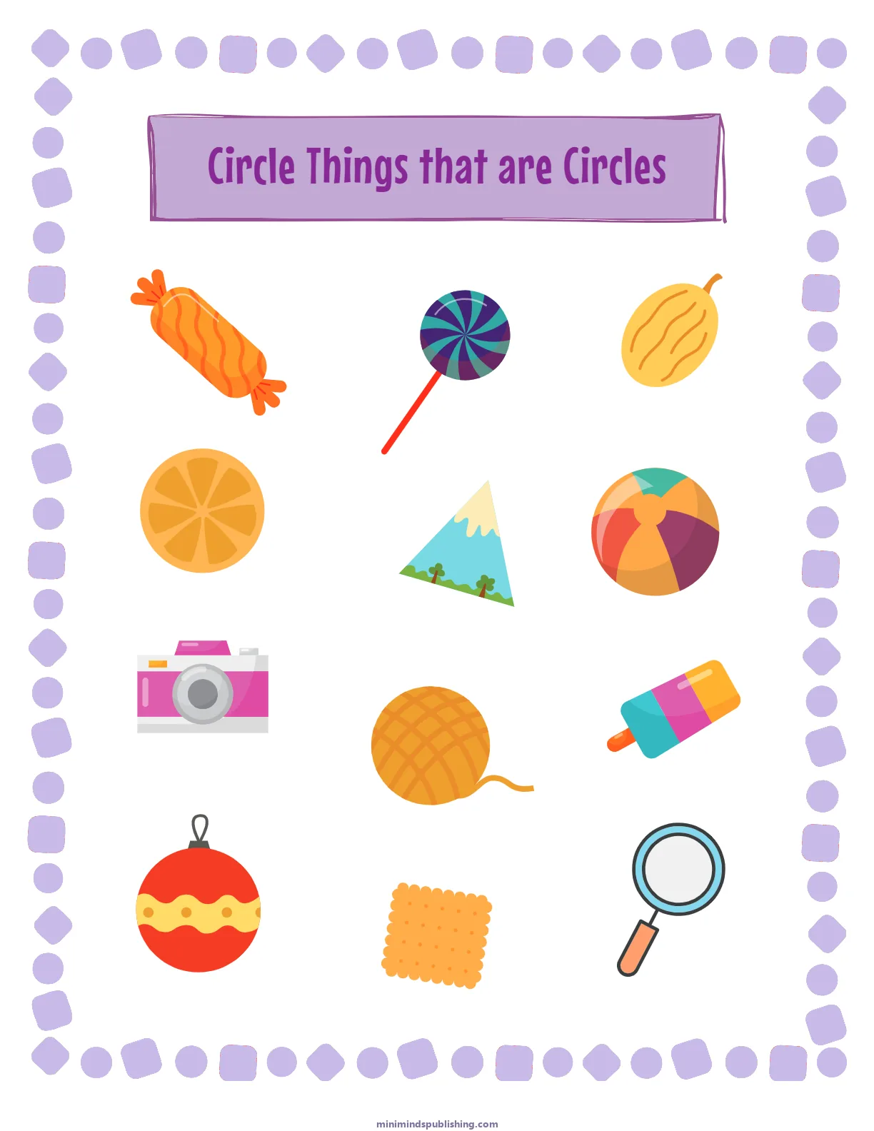Circle the Shape 5 — free printable circle the shape activity sheet for ages 3-6