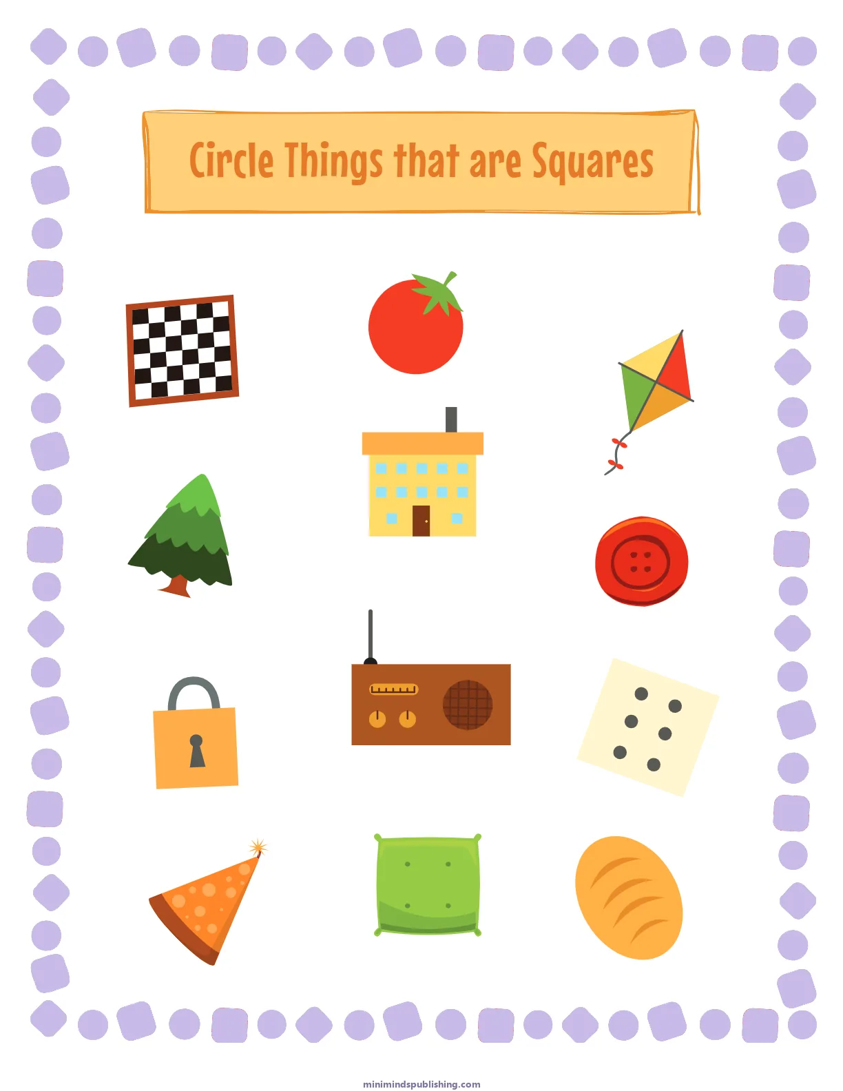 Circle the Shape 12 — free printable circle the shape activity sheet for ages 3-6