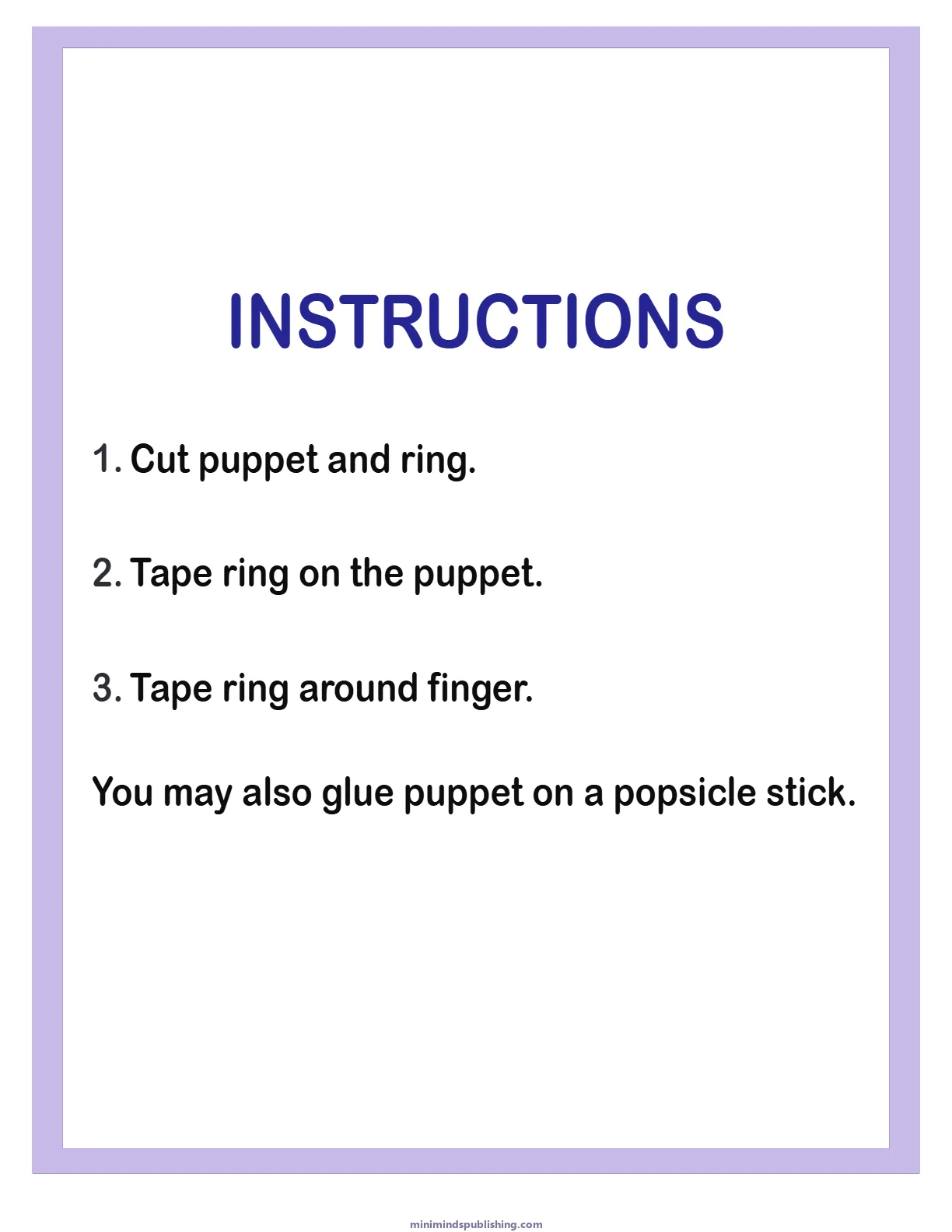 Finger Puppets 1 — free printable finger puppets activity sheet for ages 3-7