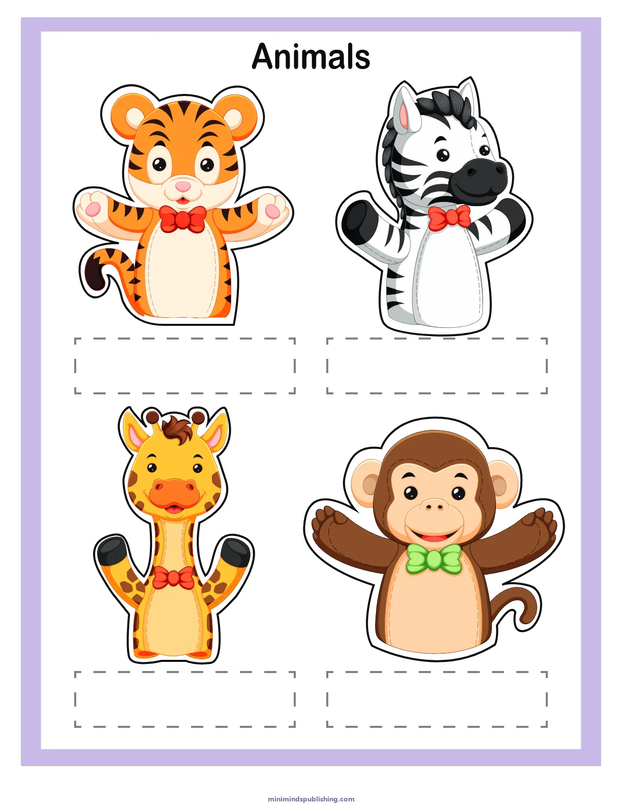 Finger Puppets 4 — free printable finger puppets activity sheet for ages 3-7