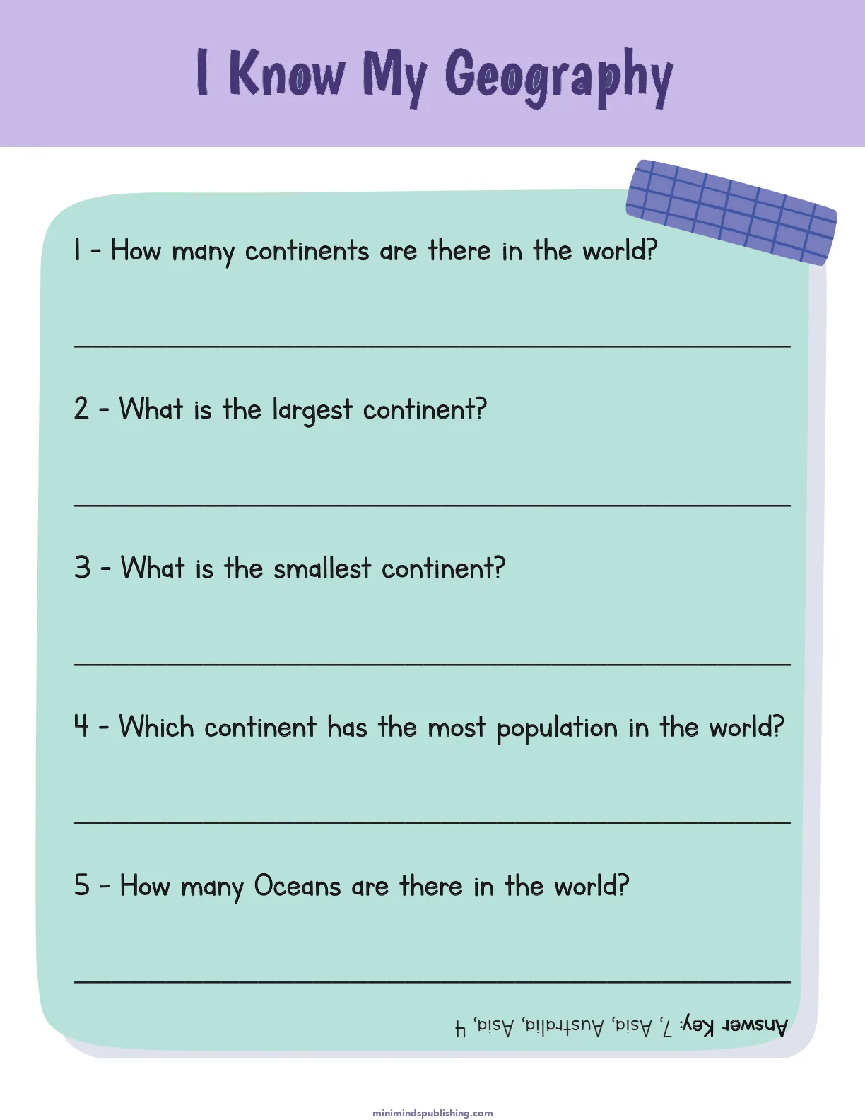 Geography 10 — free printable geography activity sheet for ages 5-9