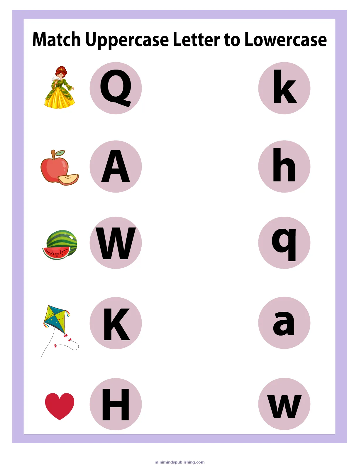 Match Letters 1 — free printable match letters activity sheet for ages 5-7
