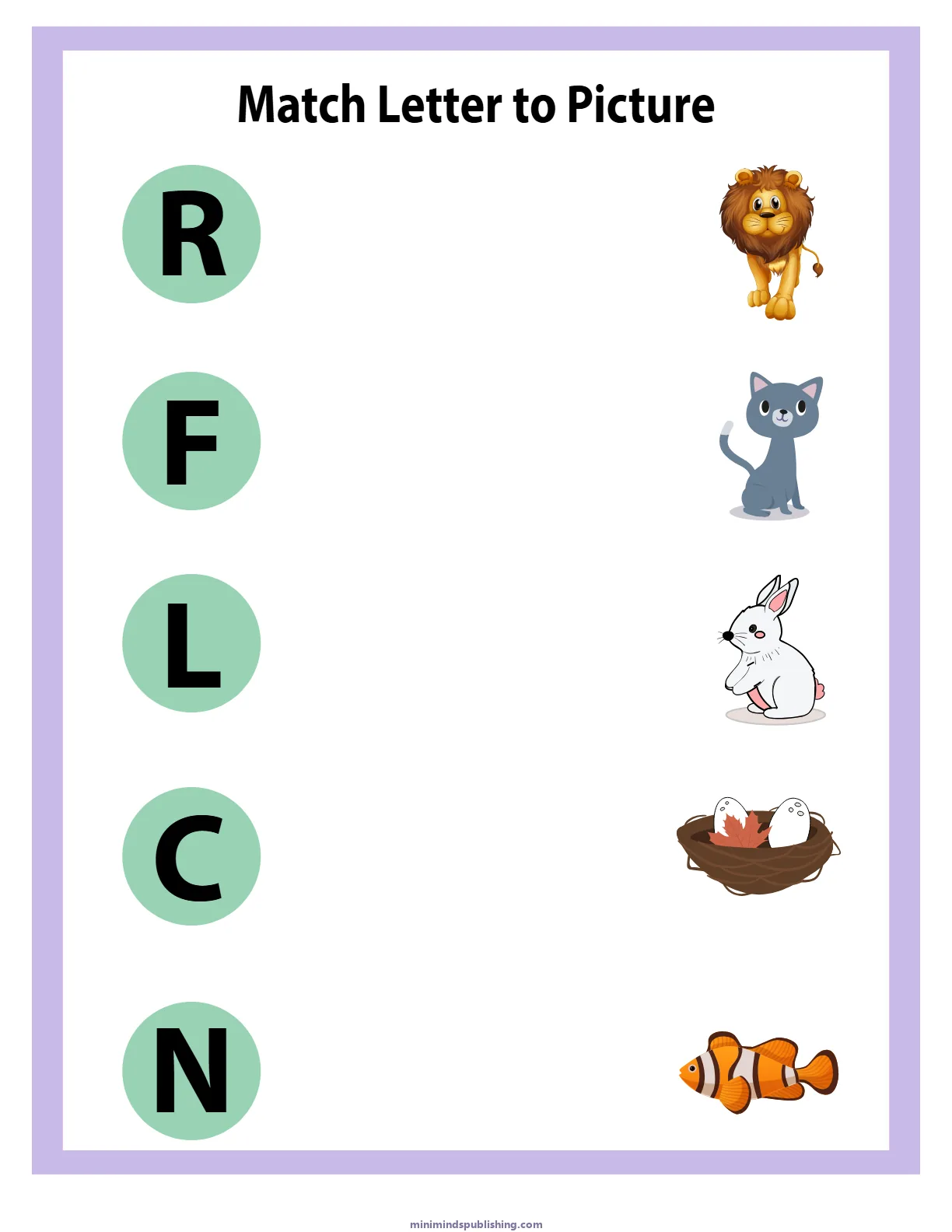Match Letters 15 — free printable match letters activity sheet for ages 5-7