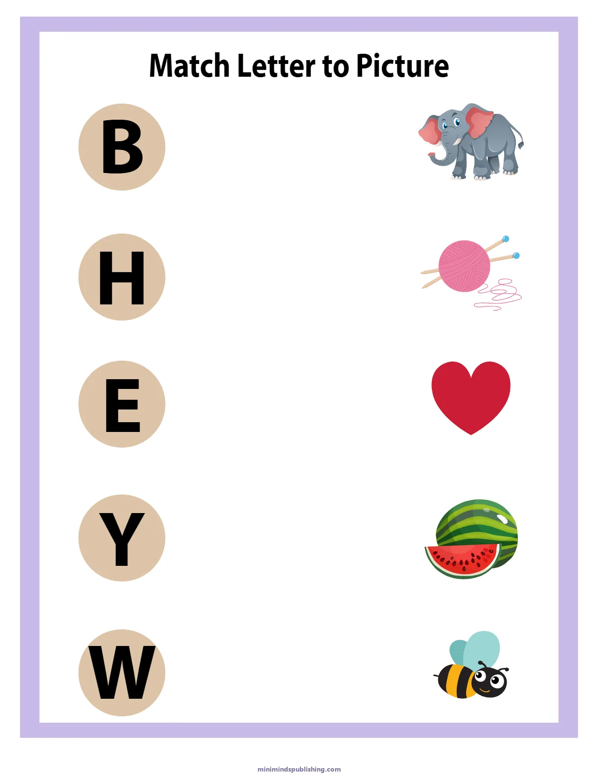 Match Letters 16 — free printable match letters activity sheet for ages 5-7