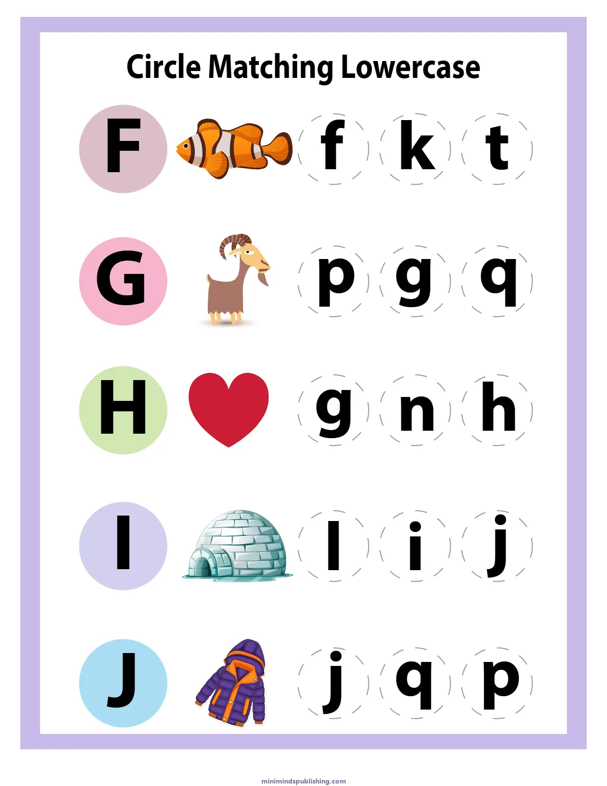 Match Letters 18 — free printable match letters activity sheet for ages 5-7