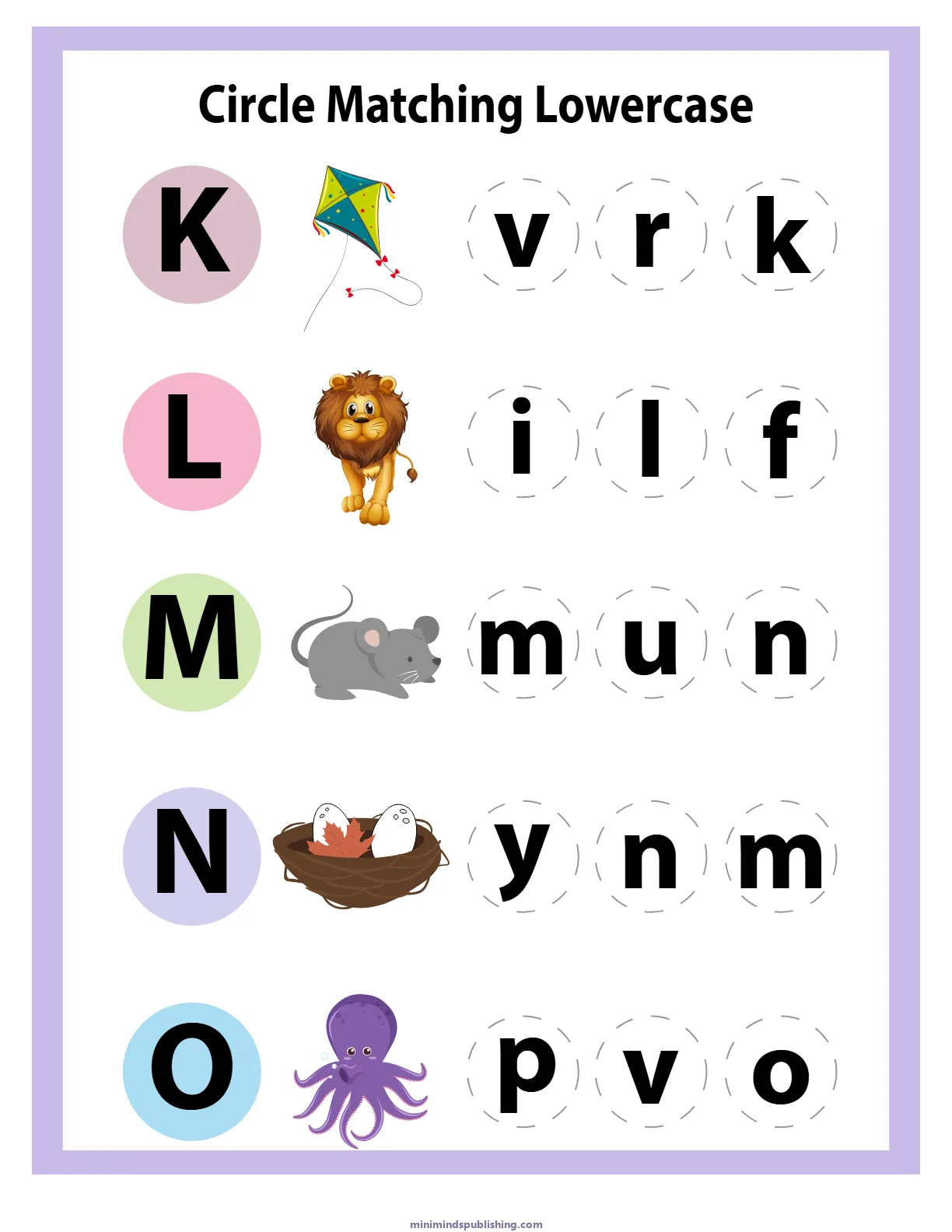Match Letters 19 — free printable match letters activity sheet for ages 5-7