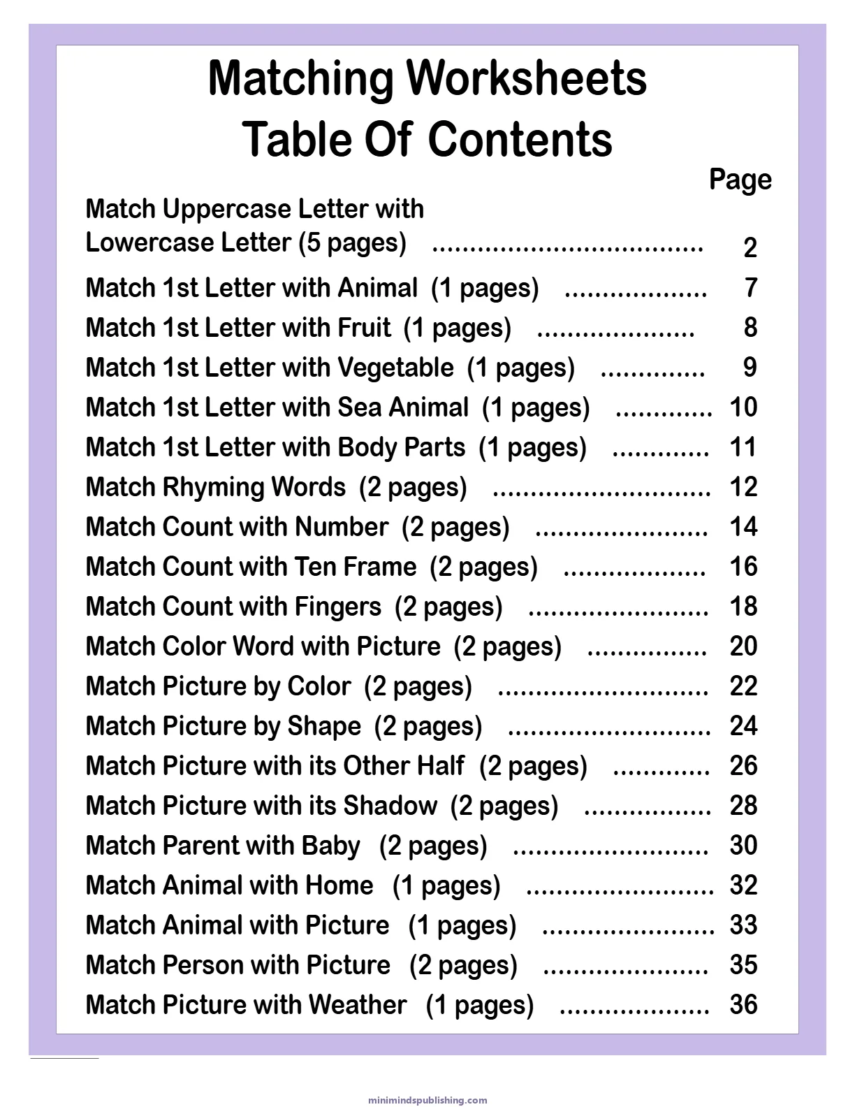 Matching Worksheets 1 — free printable matching worksheets activity sheet for ages 5-6