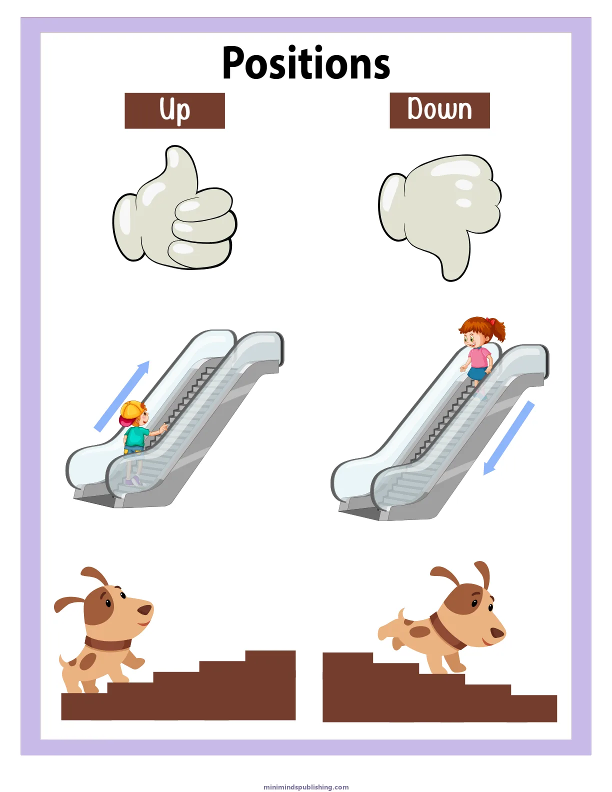 Positions 5 — free printable positions activity sheet for ages 3-6