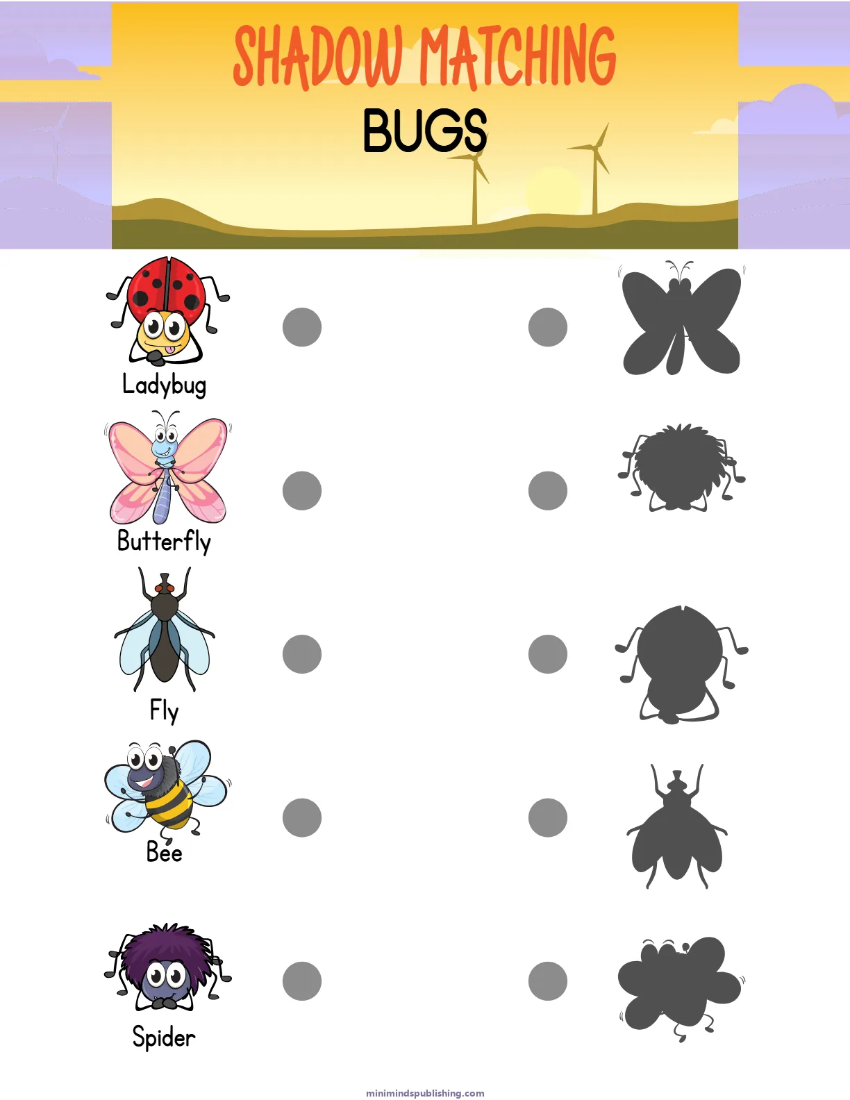 Shadow Matching 8 — free printable shadow matching activity sheet for ages 3-6