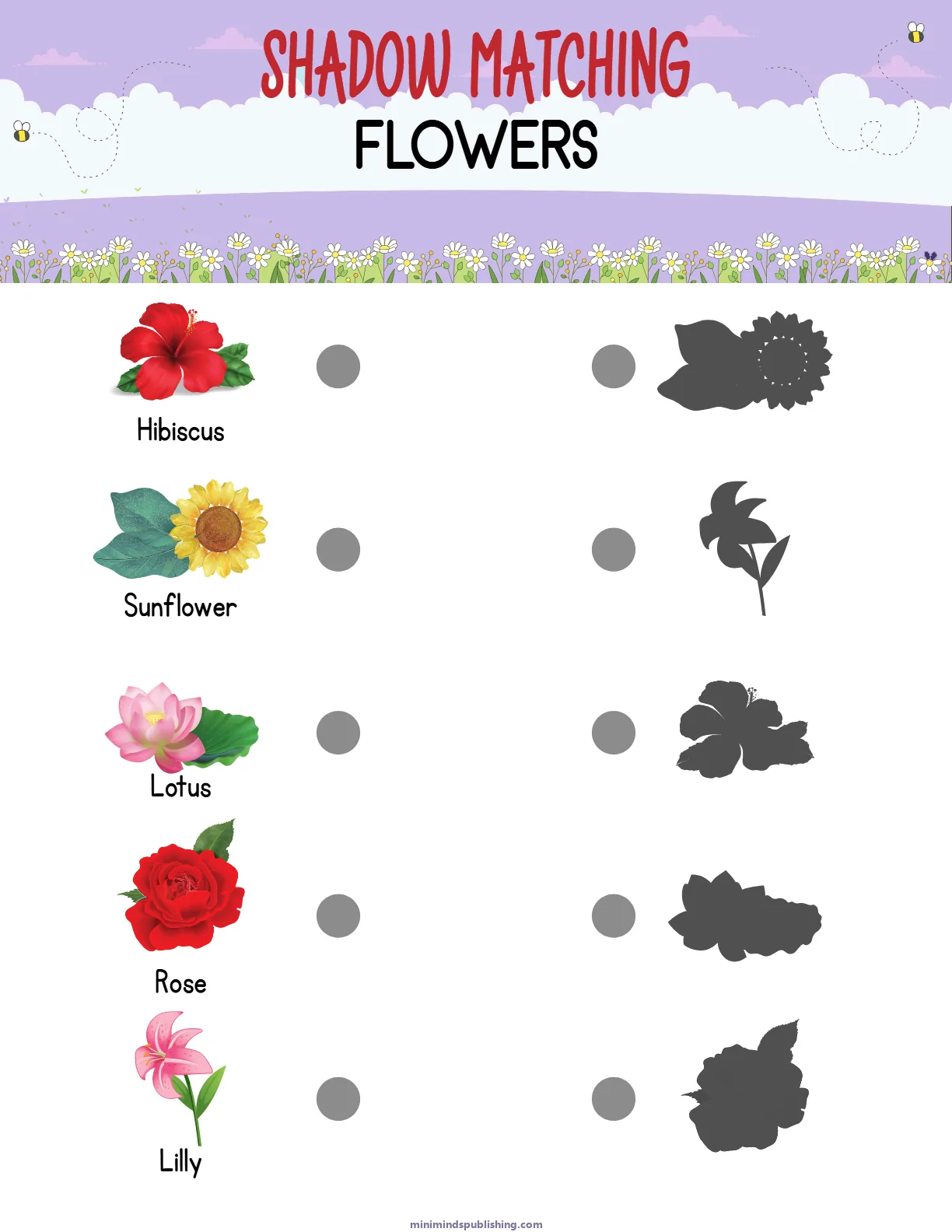 Shadow Matching 19 — free printable shadow matching activity sheet for ages 3-6