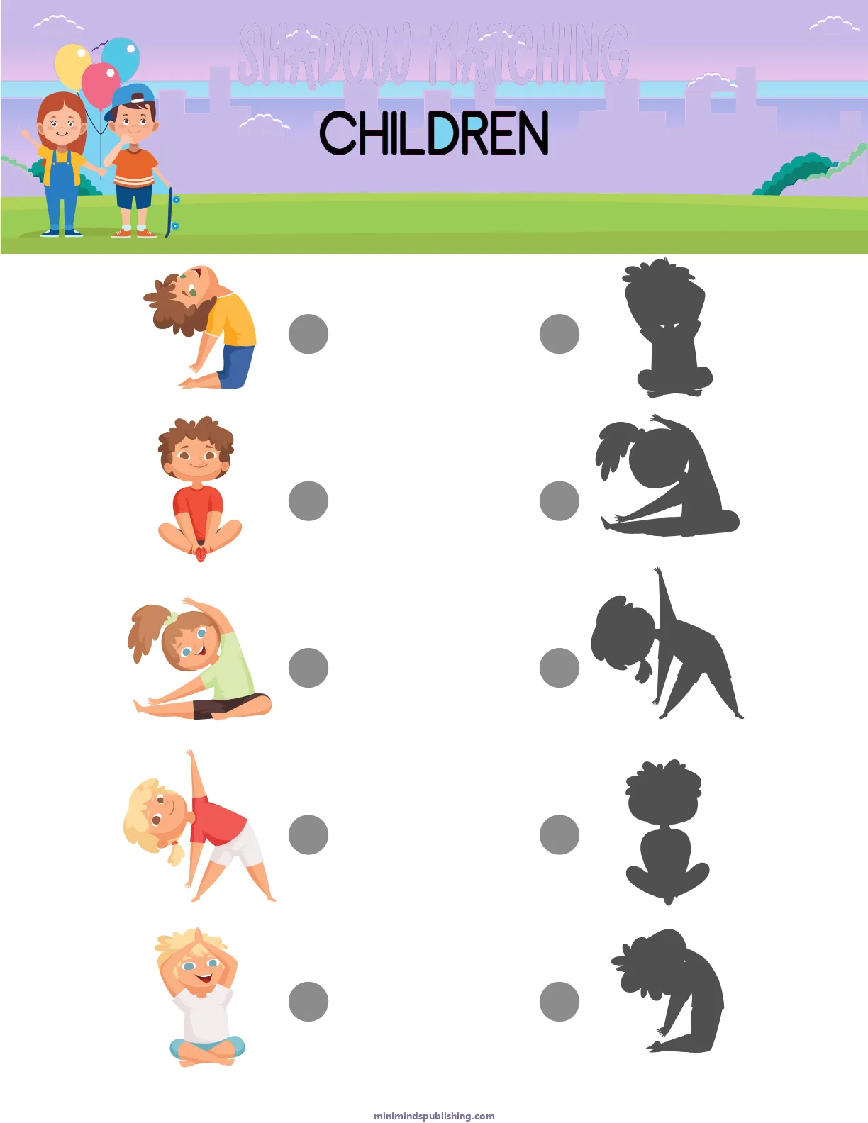 Shadow Matching 20 — free printable shadow matching activity sheet for ages 3-6