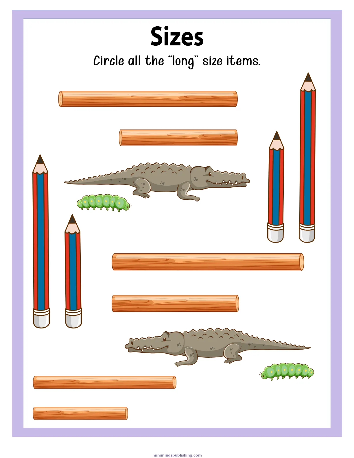 Sizes 4 — free printable sizes activity sheet for ages 3-6