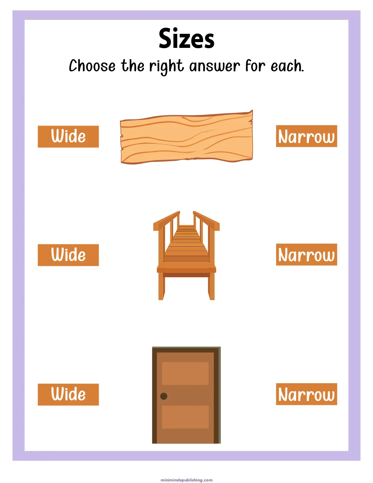 Sizes 6 — free printable sizes activity sheet for ages 3-6