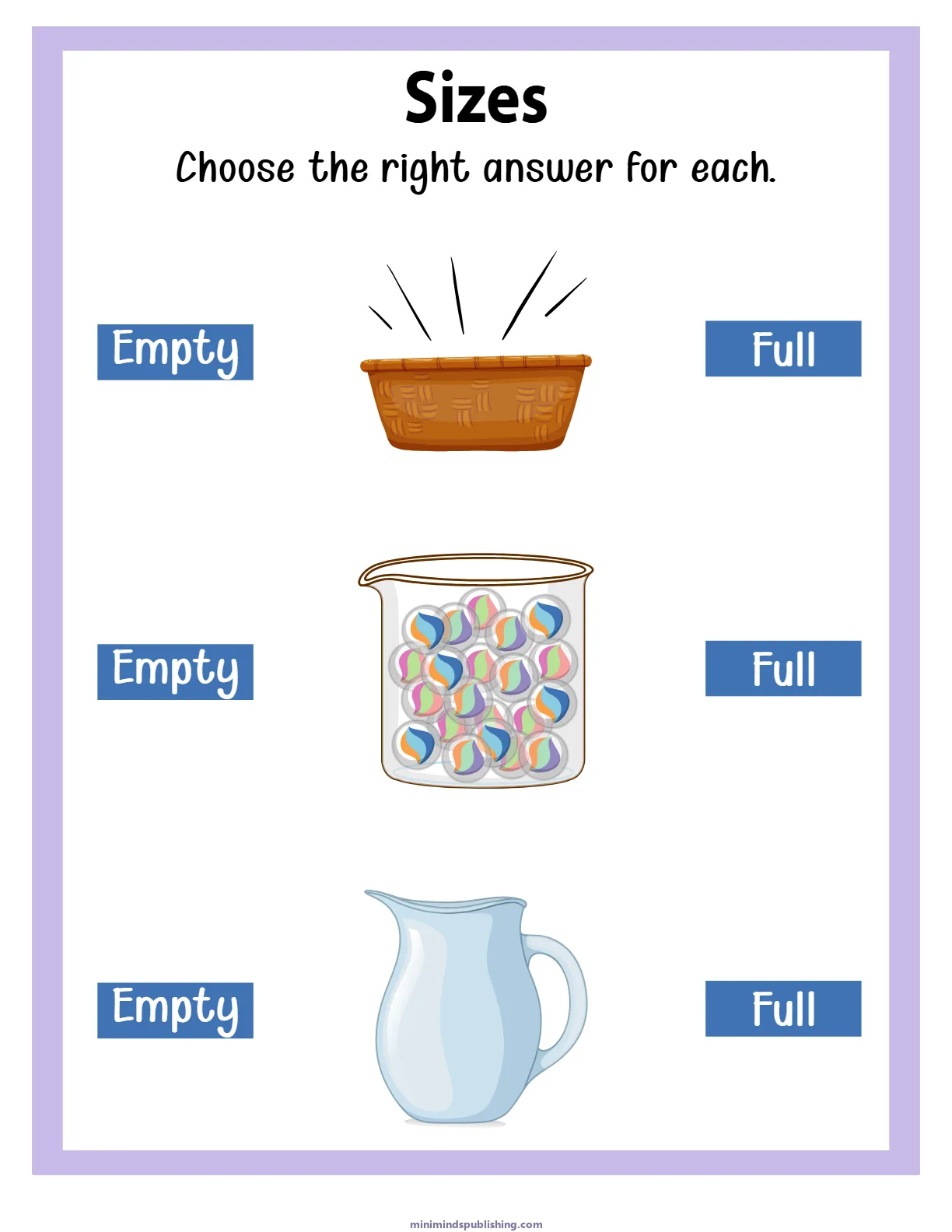 Sizes 18 — free printable sizes activity sheet for ages 3-6