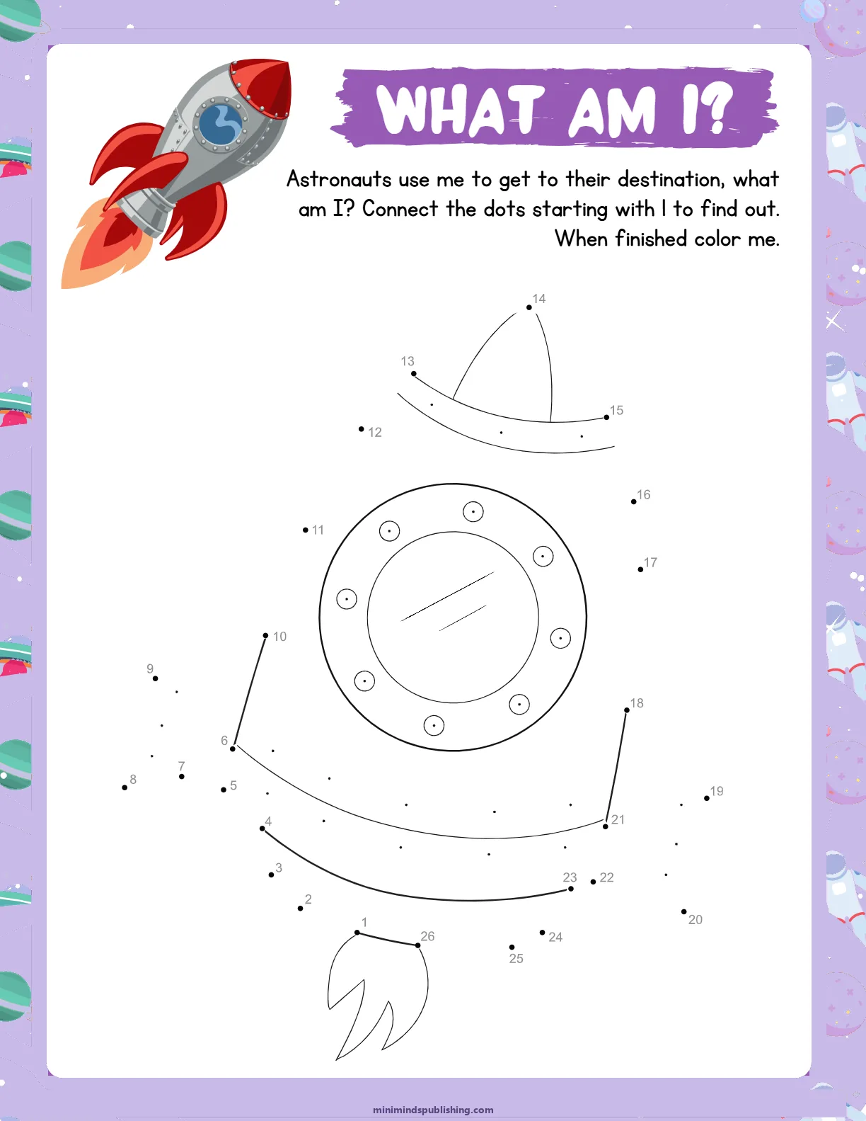 Space Activities 7 — free printable space activities activity sheet for ages 4-7
