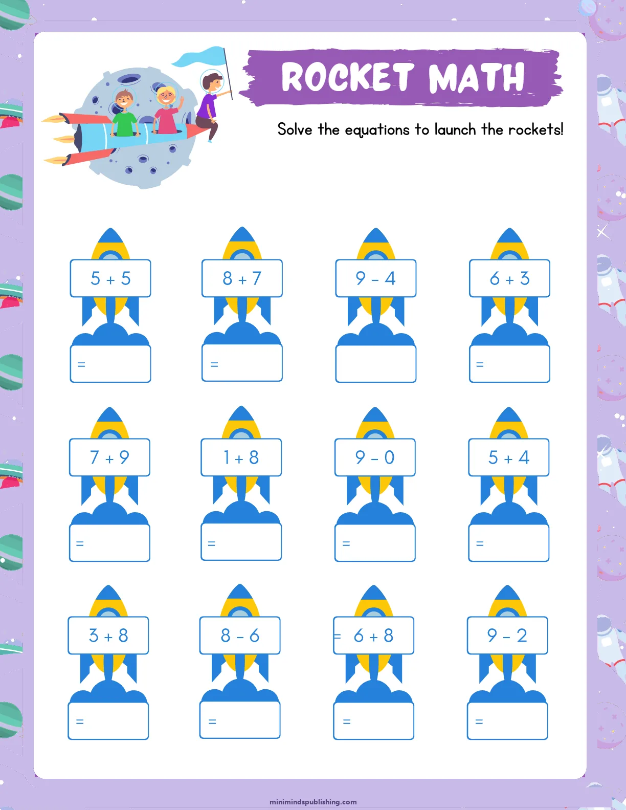 Space Activities 12 — free printable space activities activity sheet for ages 4-7