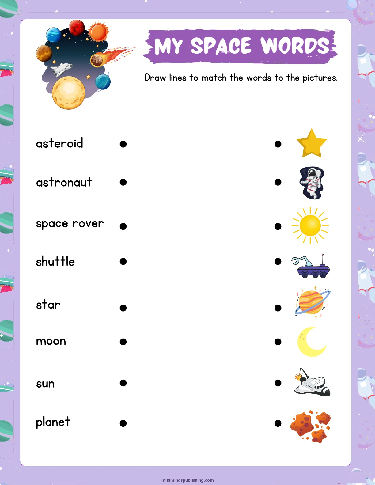 Space Activities 16 — free printable space activities activity sheet for ages 4-7