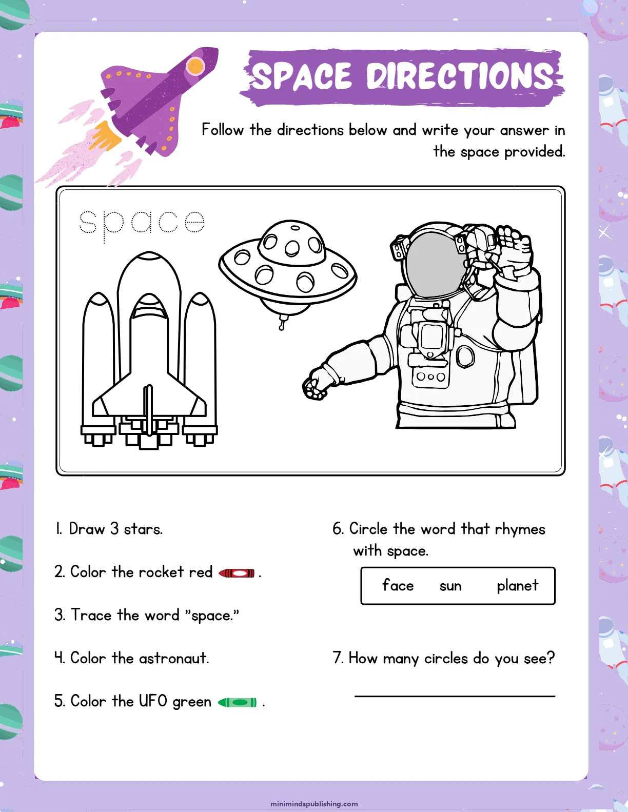 Space Activities 17 — free printable space activities activity sheet for ages 4-7