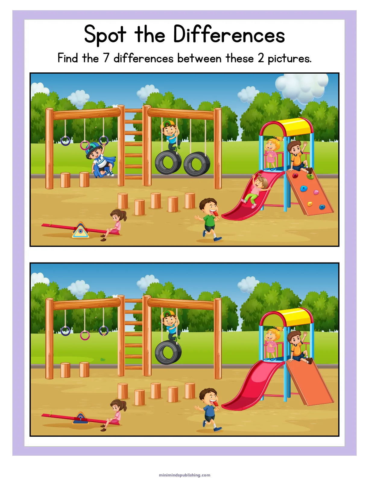 Spot the Differences 3 โ free printable spot the differences activity sheet for ages 3-6