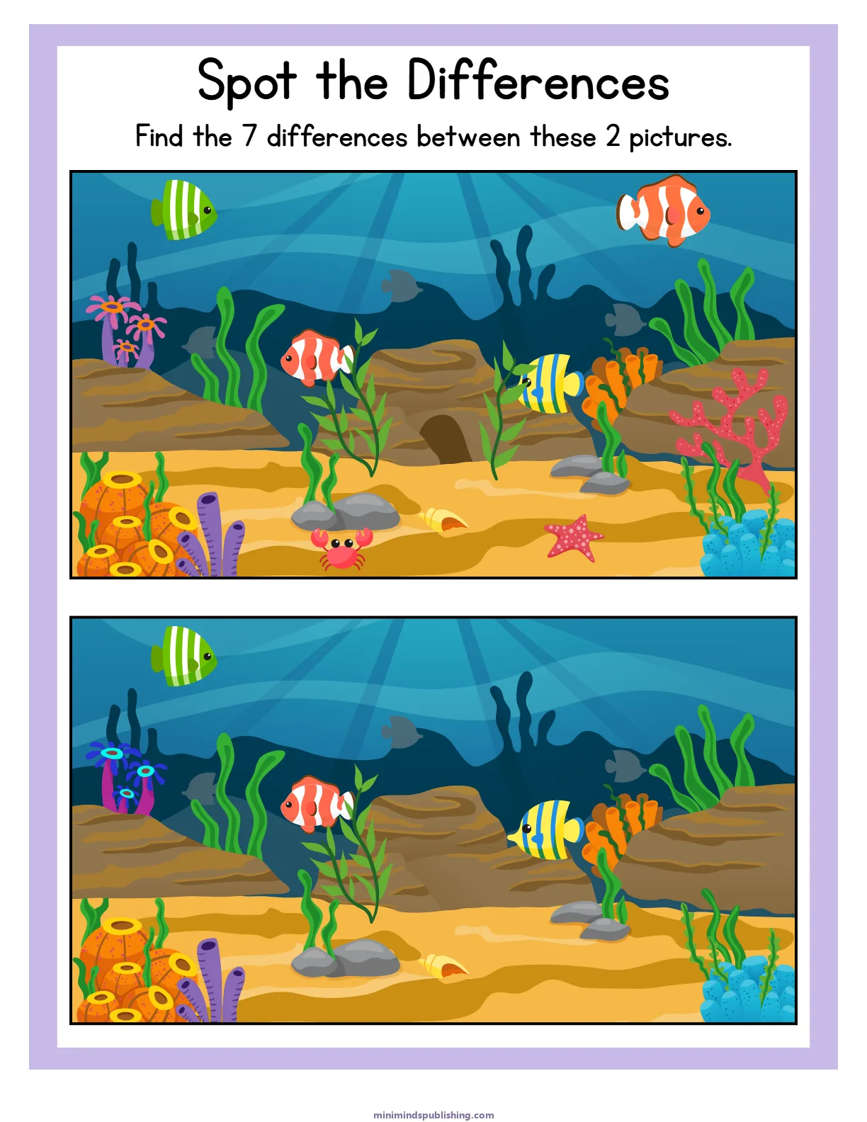 Spot the Differences 5 โ free printable spot the differences activity sheet for ages 3-6