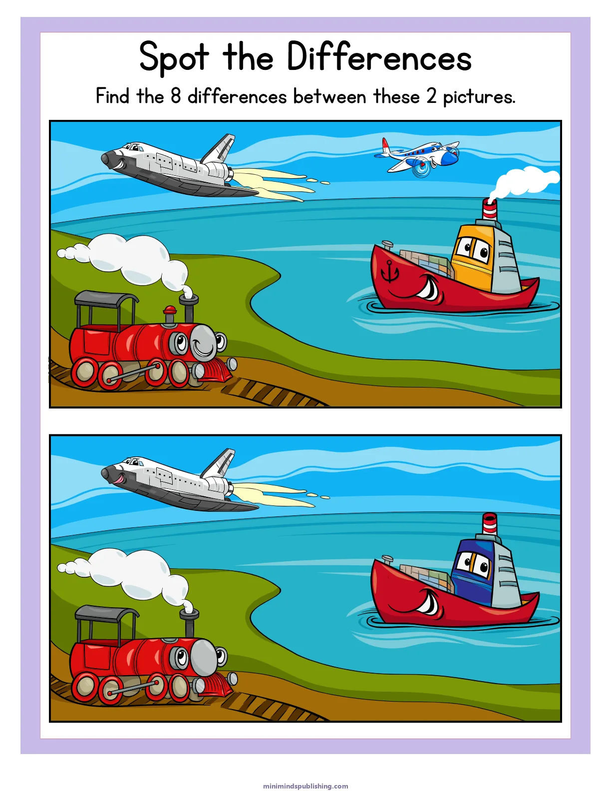 Spot the Differences 7 โ free printable spot the differences activity sheet for ages 3-6