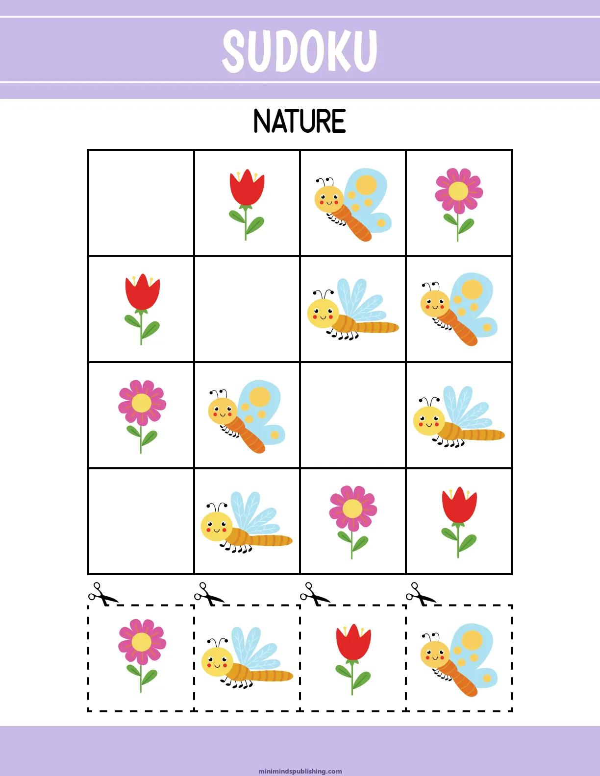 Sudoku 16 — free printable sudoku activity sheet for ages 3-6