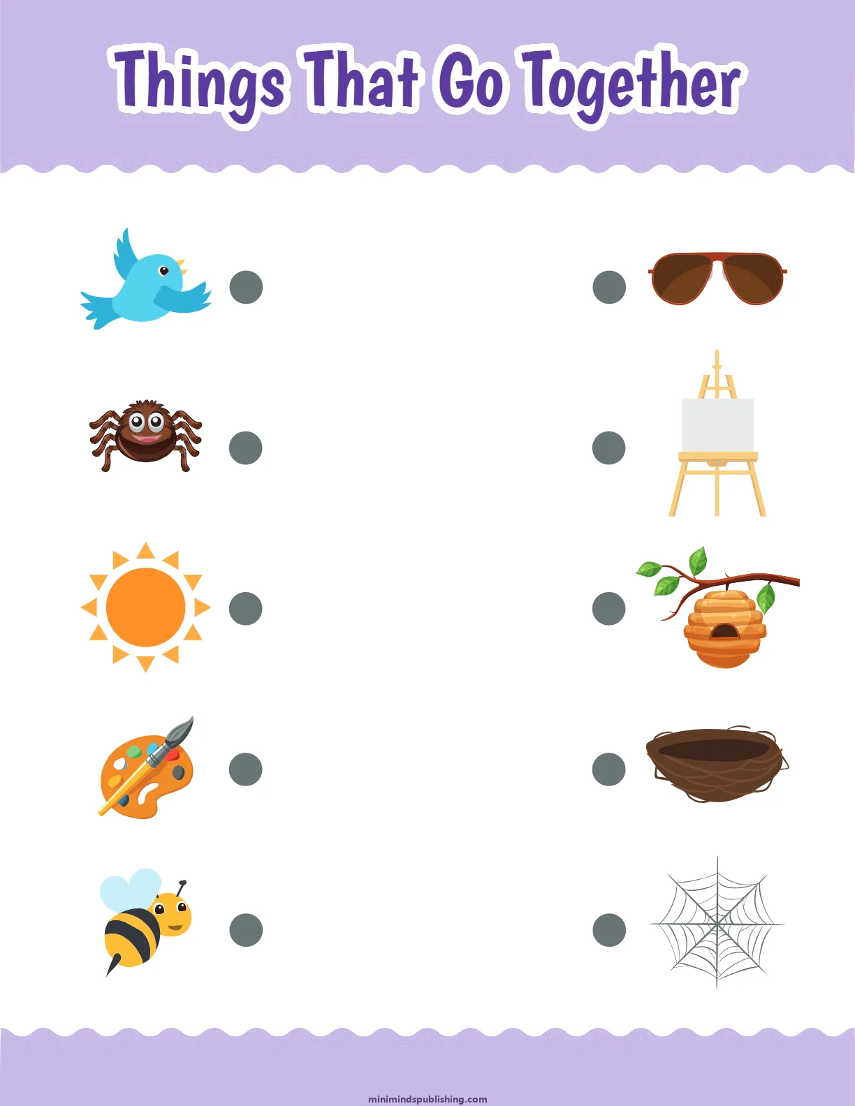 Things That Go Together 1 โ free printable things that go together activity sheet for ages 3-6