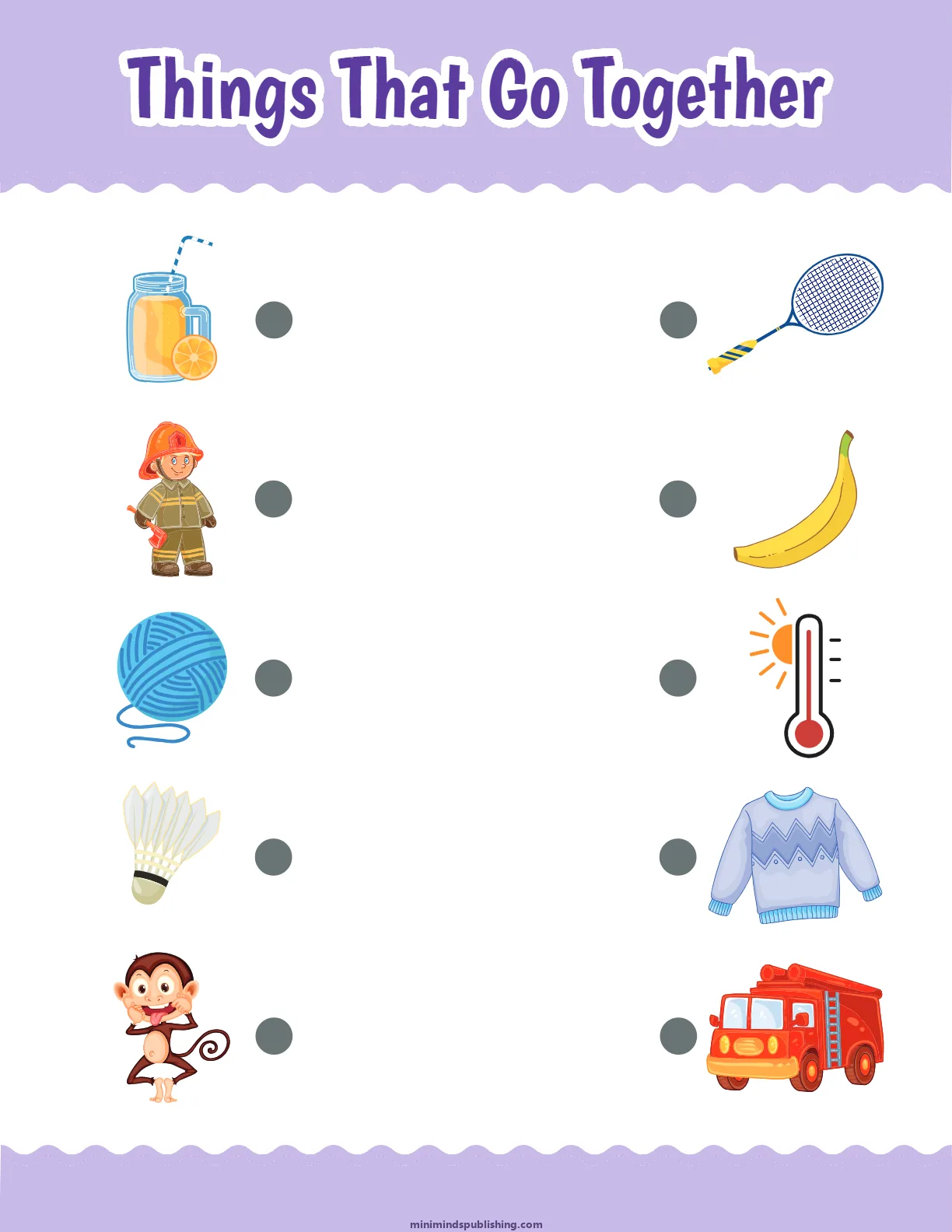Things That Go Together 6 โ free printable things that go together activity sheet for ages 3-6