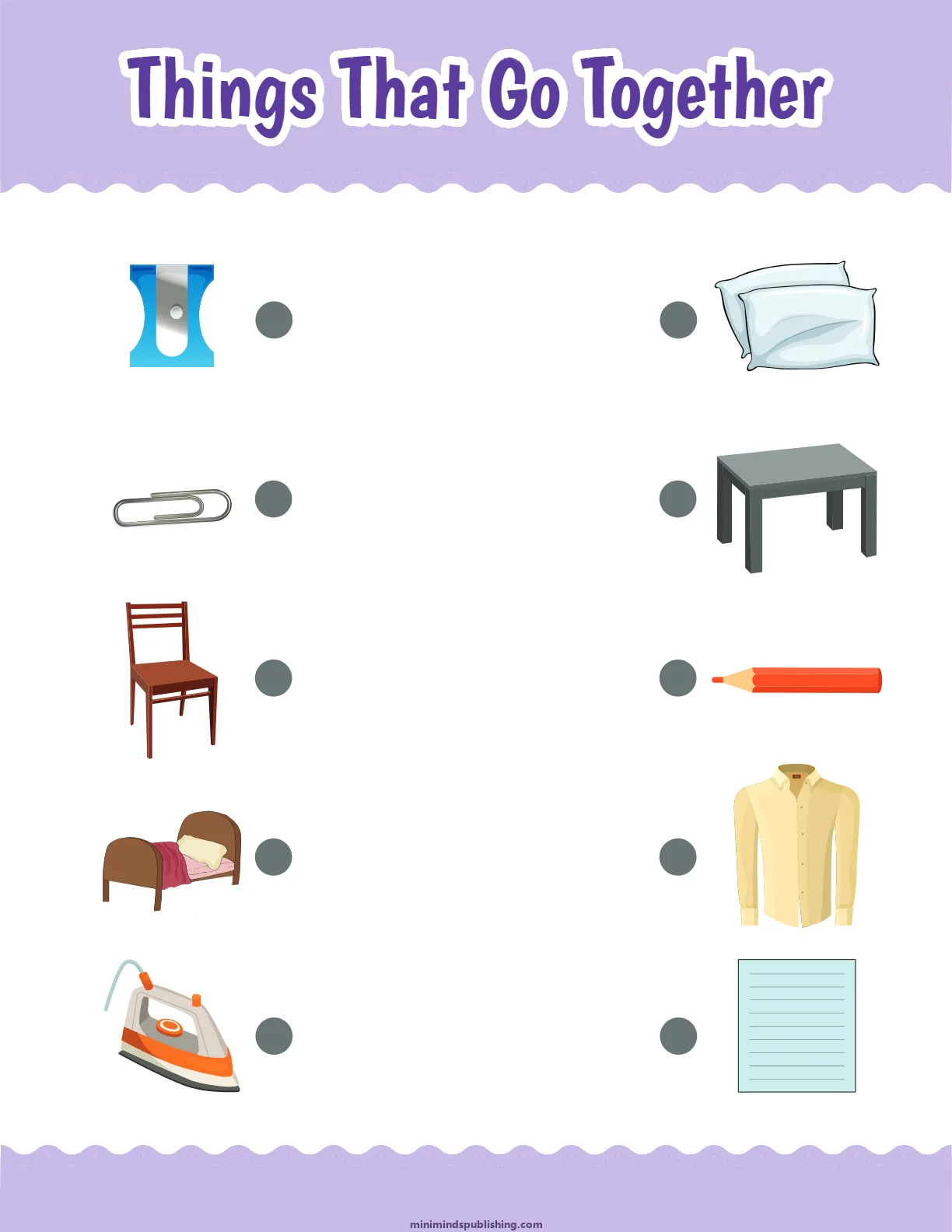 Things That Go Together 12 โ free printable things that go together activity sheet for ages 3-6