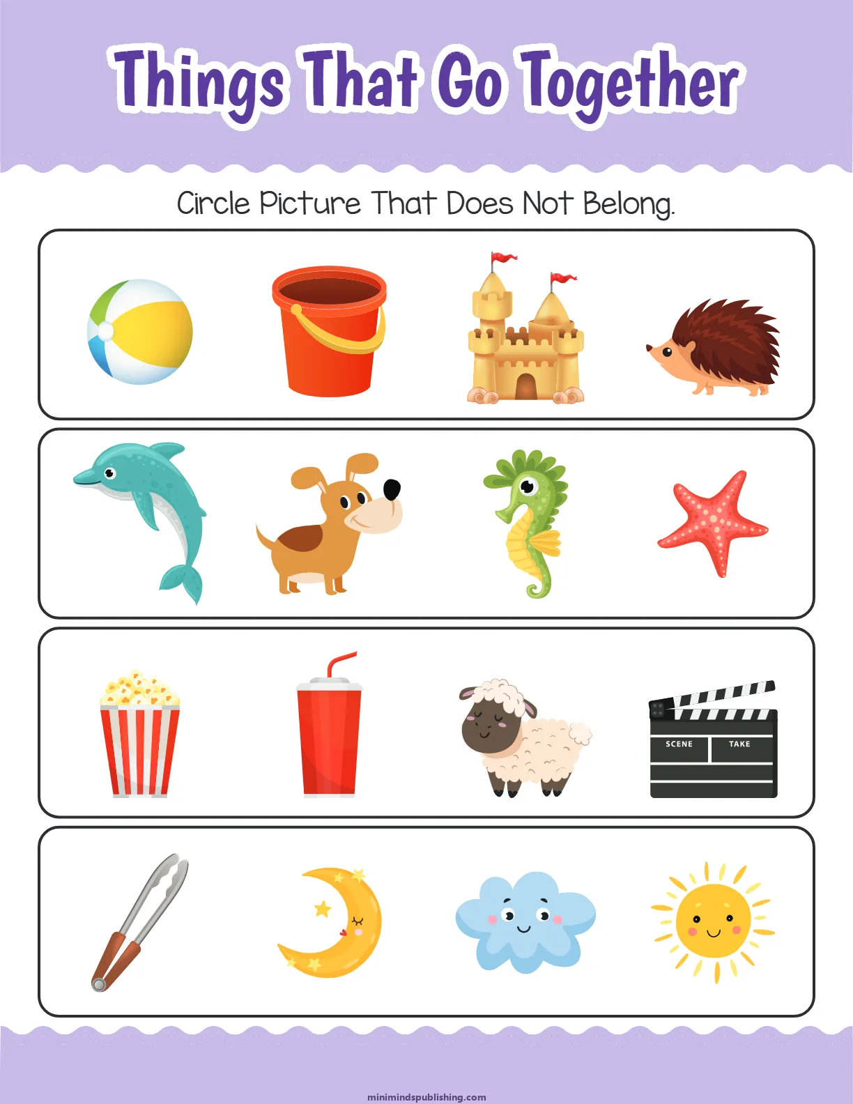 Things That Go Together 19 โ free printable things that go together activity sheet for ages 3-6