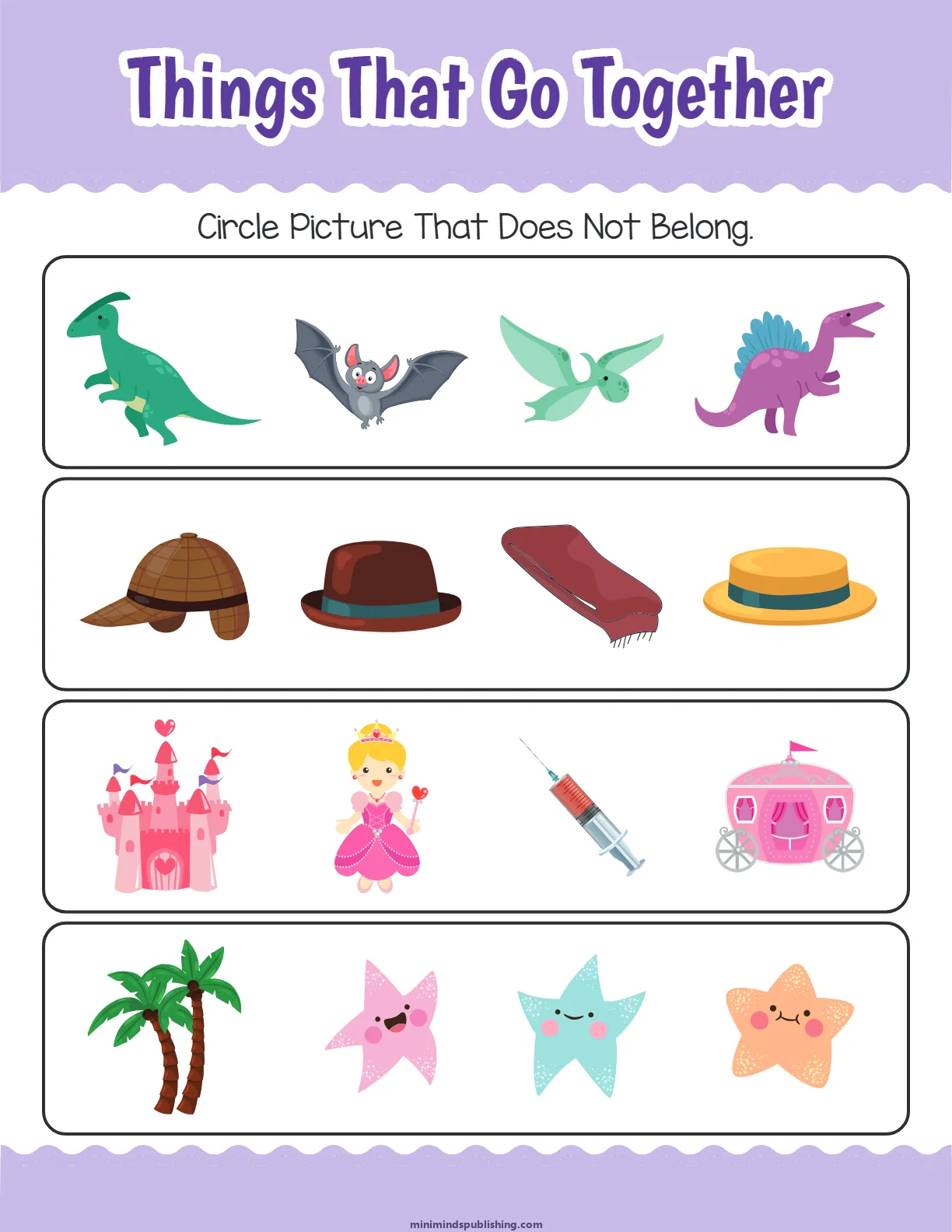 Things That Go Together 21 โ free printable things that go together activity sheet for ages 3-6