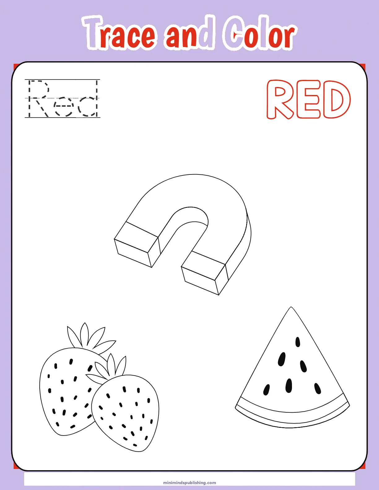 Trace and Color 1 — free printable trace and color activity sheet for ages 4-7