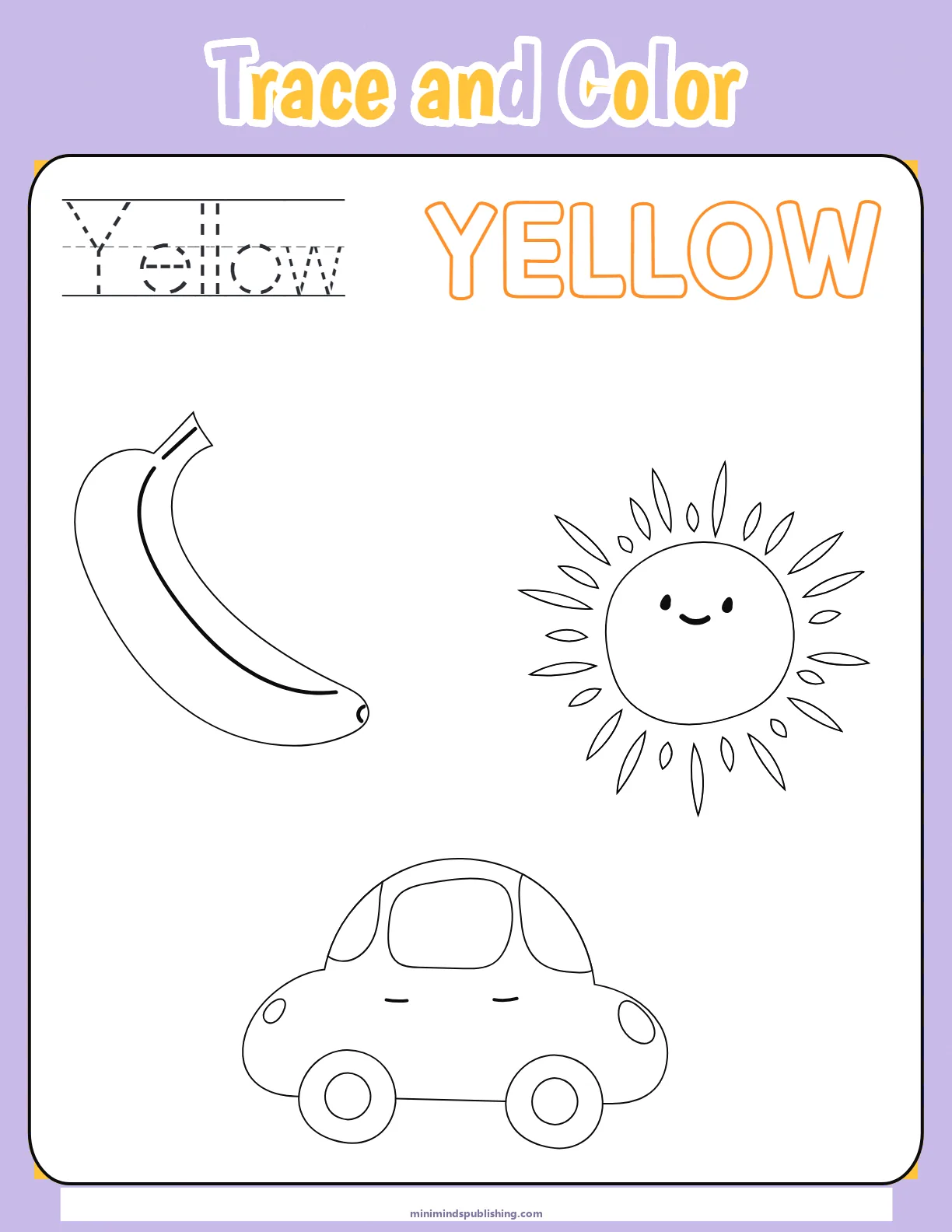 Trace and Color 3 — free printable trace and color activity sheet for ages 4-7