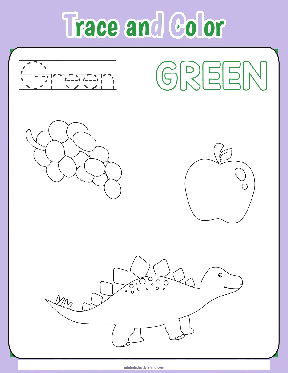 Trace and Color 4 — free printable trace and color activity sheet for ages 4-7