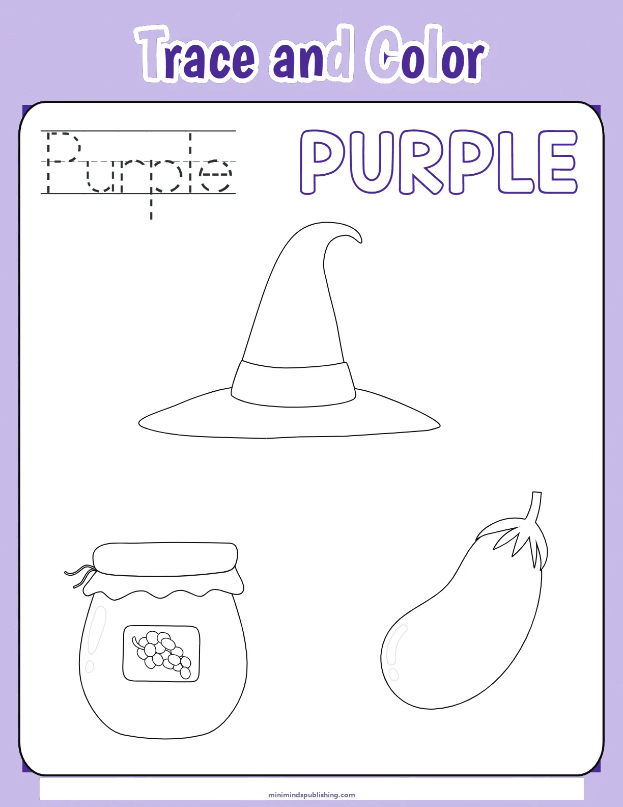 Trace and Color 6 — free printable trace and color activity sheet for ages 4-7