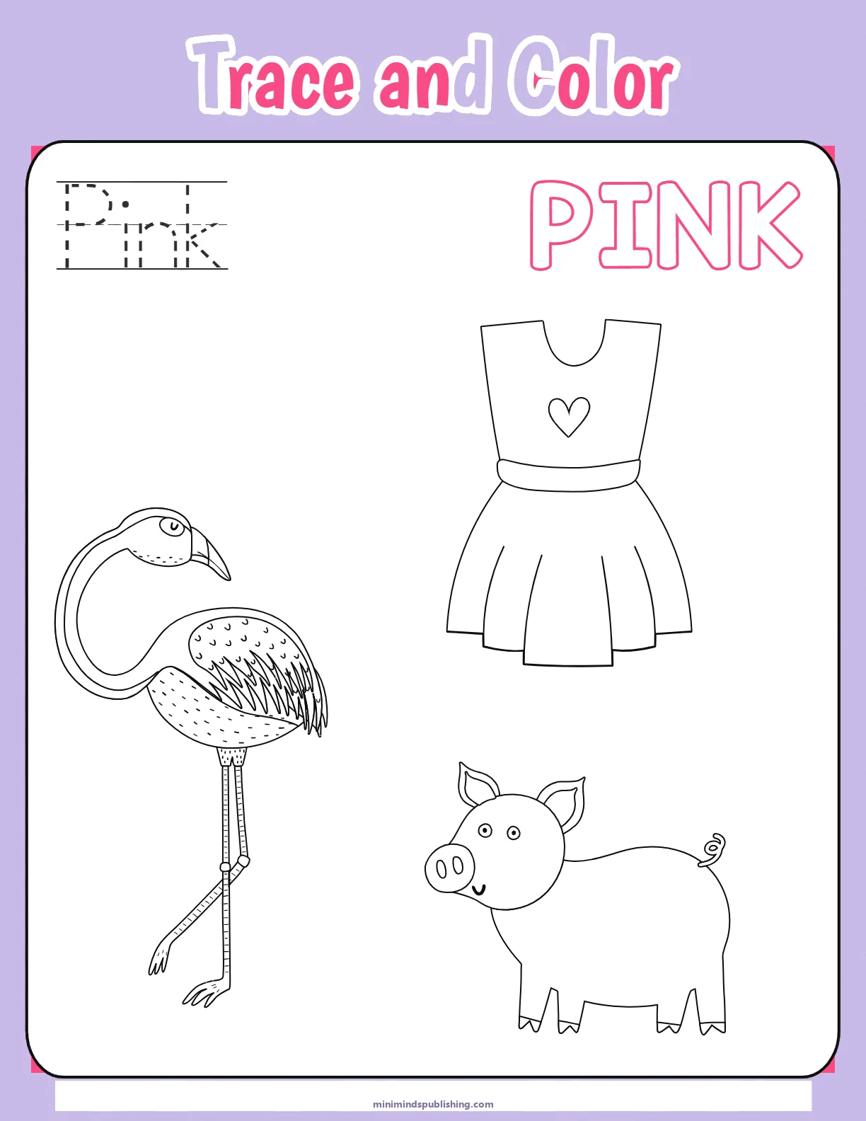 Trace and Color 7 — free printable trace and color activity sheet for ages 4-7