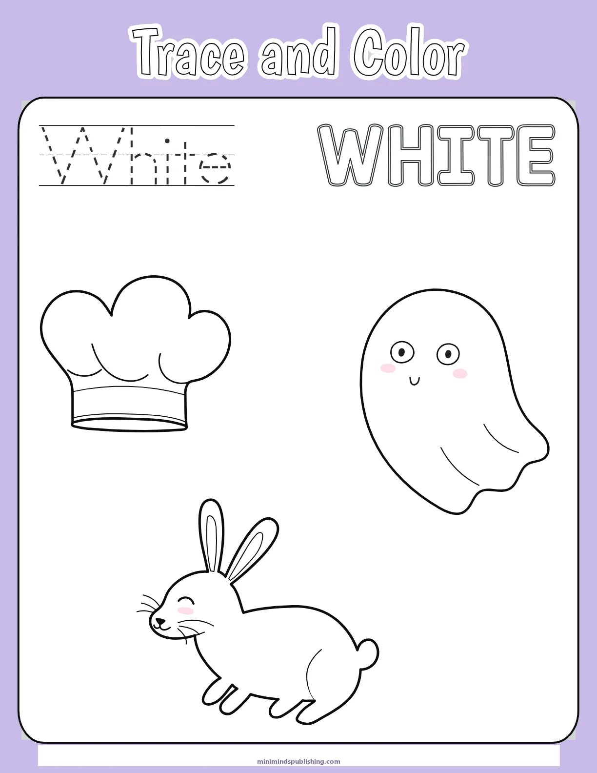 Trace and Color 10 — free printable trace and color activity sheet for ages 4-7