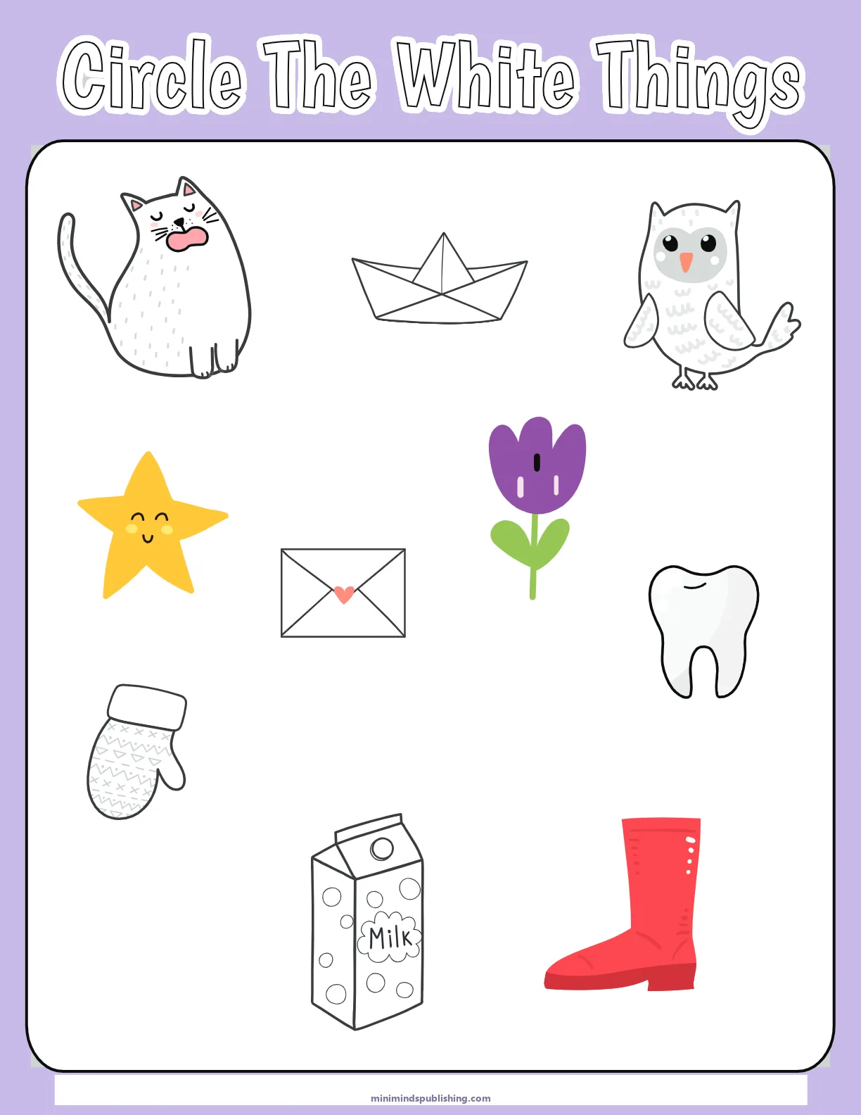 Trace and Color 20 — free printable trace and color activity sheet for ages 4-7