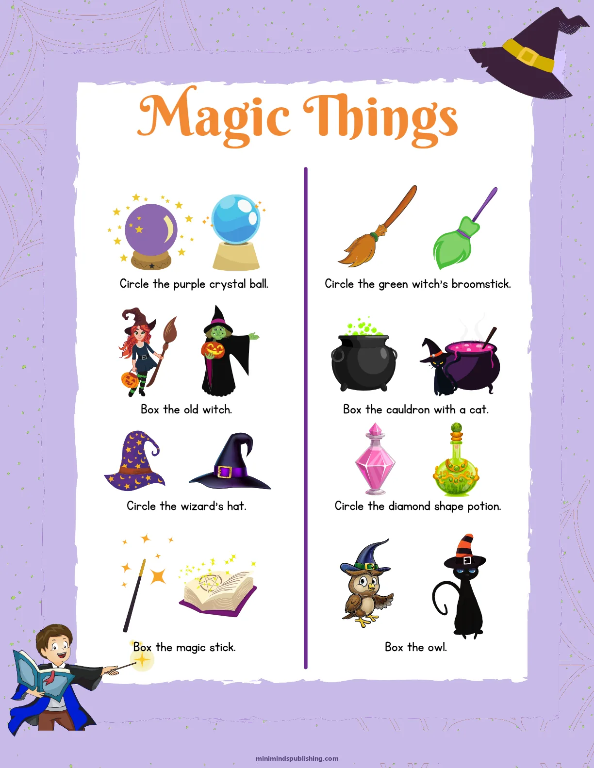 Witches and Wizards 12 — free printable witches and wizards activity sheet for ages 4-7